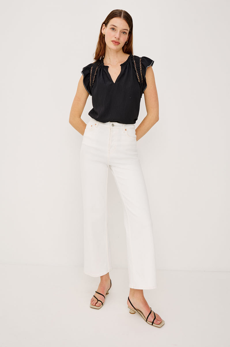 AMICA COUTURE FLEAR SLEEVES TOP ブラック フリー ALLEA TOP - BLACK – Rails