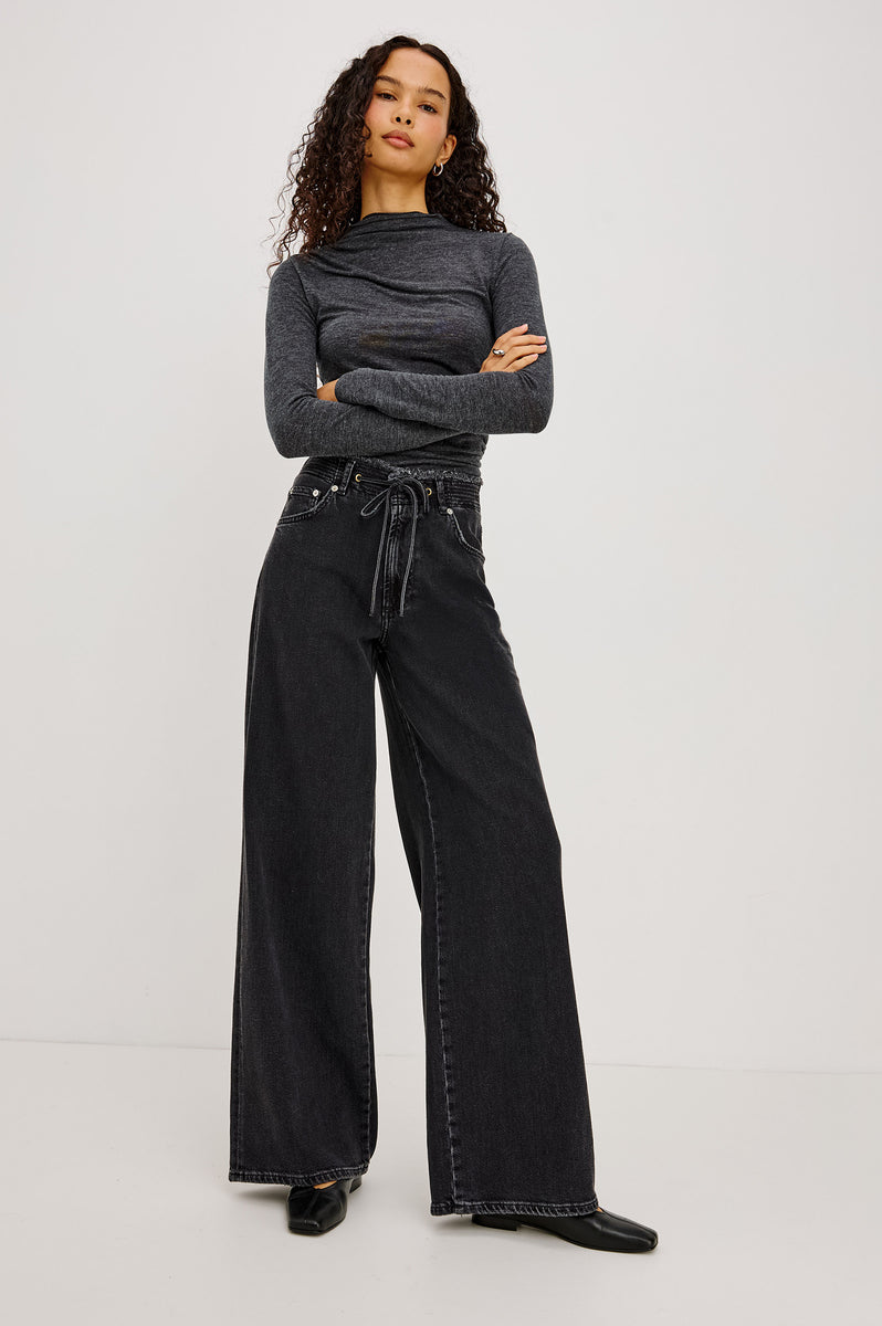 A18821 BREATH CLASH WIDE DENIM PANTS 黒XL ANGELENO-ASH-BLACK_1_707A-299B