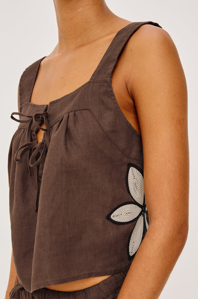 CALAIS TOP - COCOA FLORAL EMBROIDERY – Rails