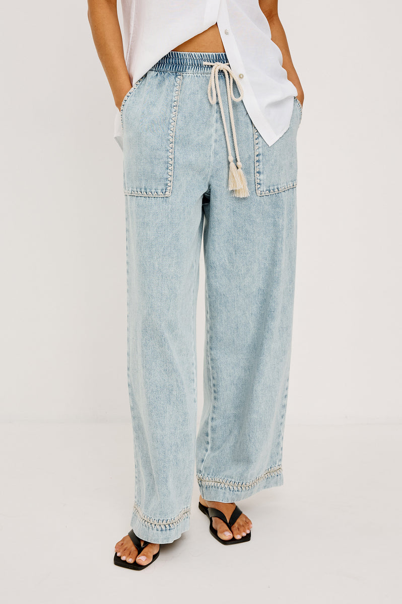 CAMPO PANT - BLEACHED INDIGO BLANKET STITCH – Rails