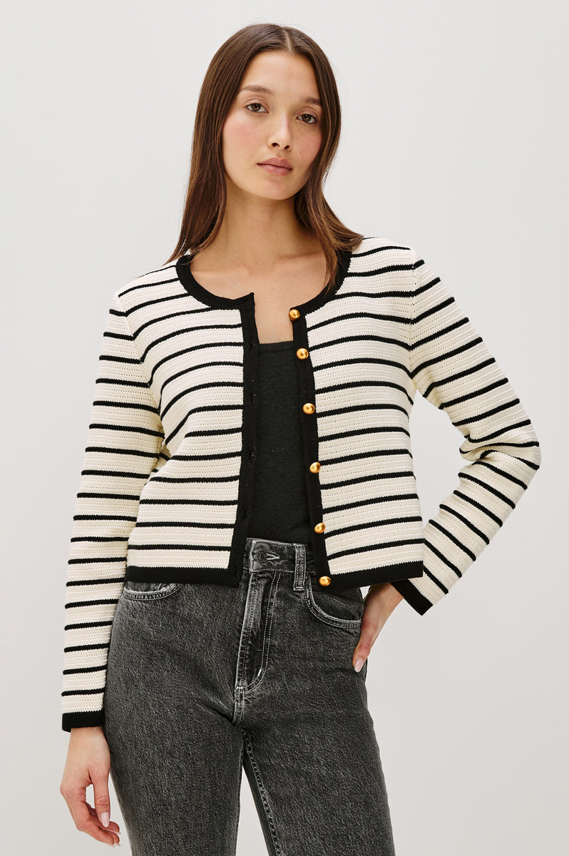 ROMI PANT - IVORY/BLACK STRIPE