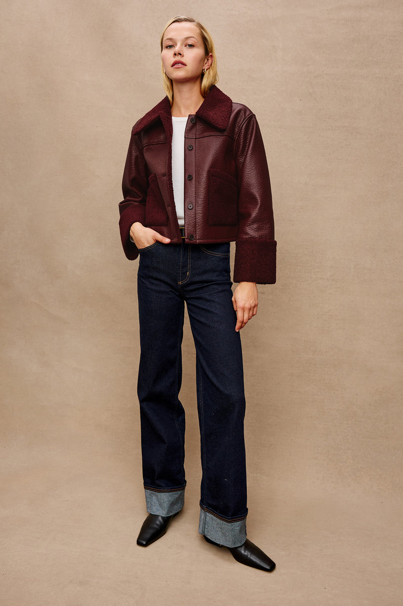 DRIA JACKET - MAROON SHEARLING – Rails
