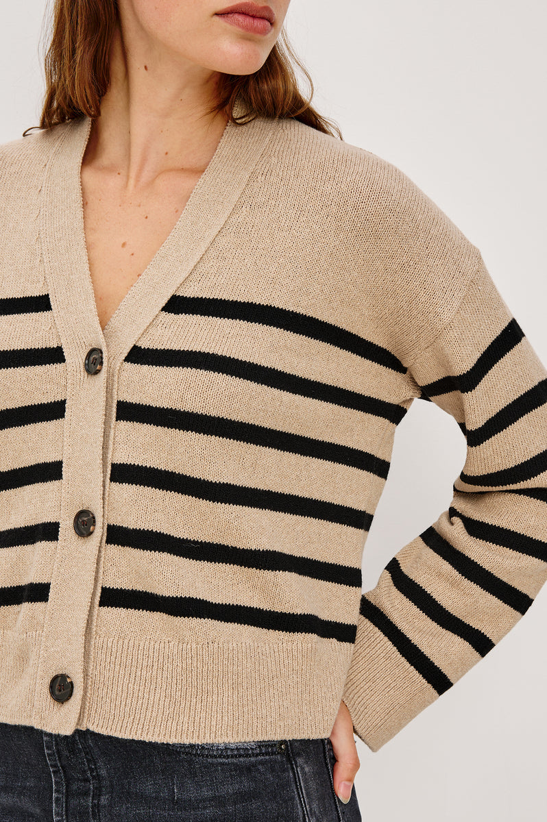 GENEVA CARDIGAN - OATMEAL BLACK STRIPE – Rails