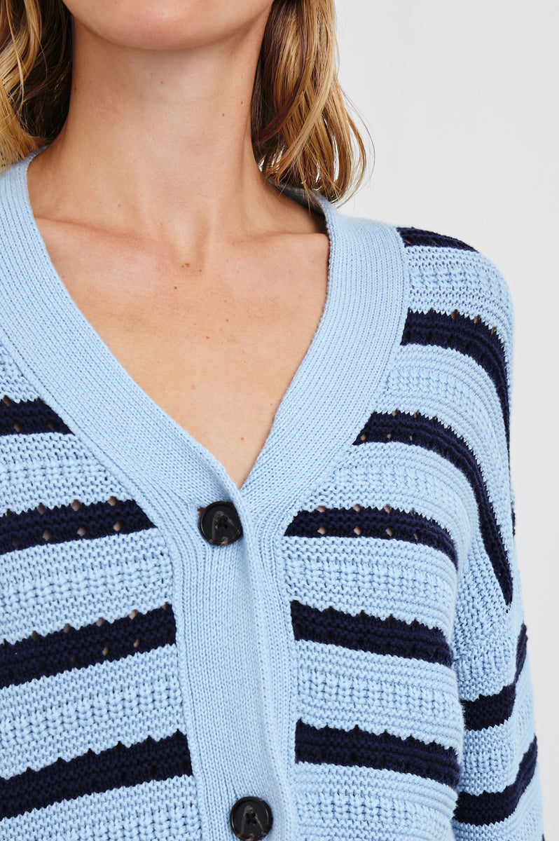 GENEVA CARDIGAN SKY NAVY STRIPE - Main Image