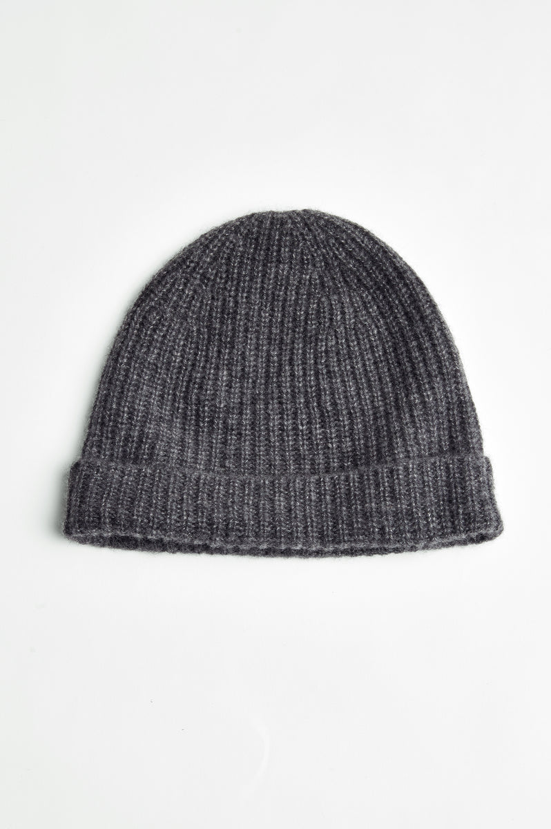 Autumn Cashmere Gray/Navy Beanie (100% cashmere) Autumn Cashmere | Accessories | Autumn Cashmere Graynavy  main image 2