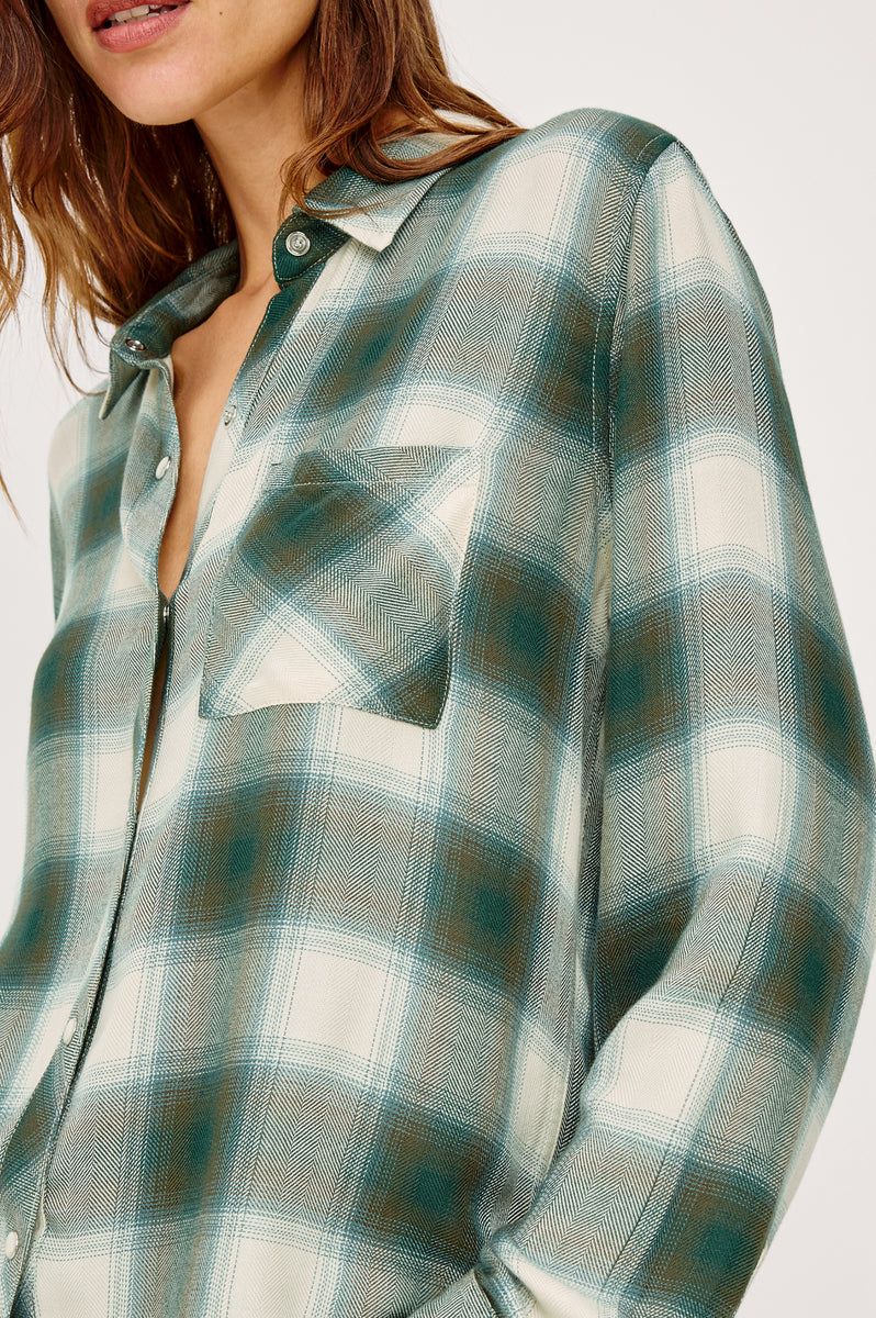 ノンネイティブ２シャツLONG SHIRTネルＬチェック紺レイヤードHUNTER HUNTER SHIRT - IVORY OLIVE TEAL – Rails