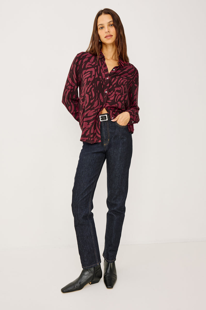 JOSEPHINE SHIRT - OXBLOOD TIGER STRIPE – Rails