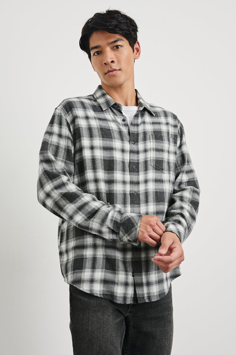 M / used wash flannel check shirts Lサイズ LENNOX SHIRT - BLACK OAK HAZE – Rails