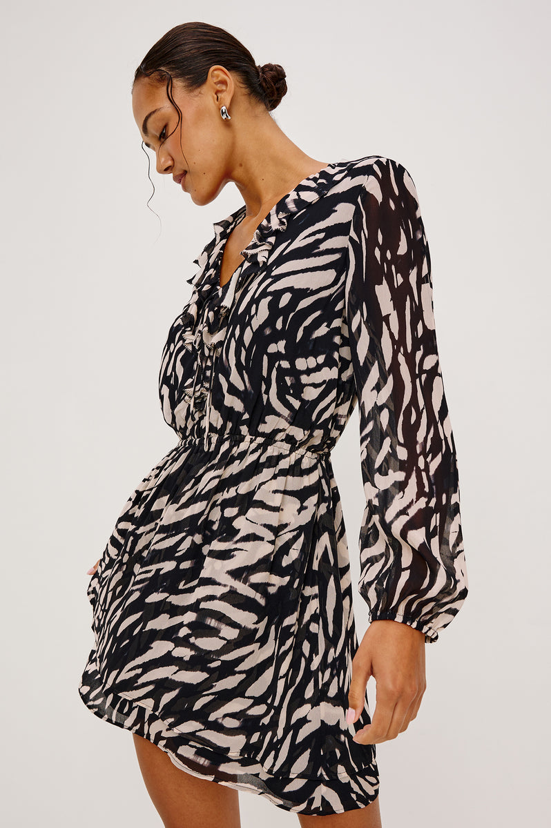 black and white animal print dress Rails | Lucresia Dress - Ivory Tiger Stripe | Size M
