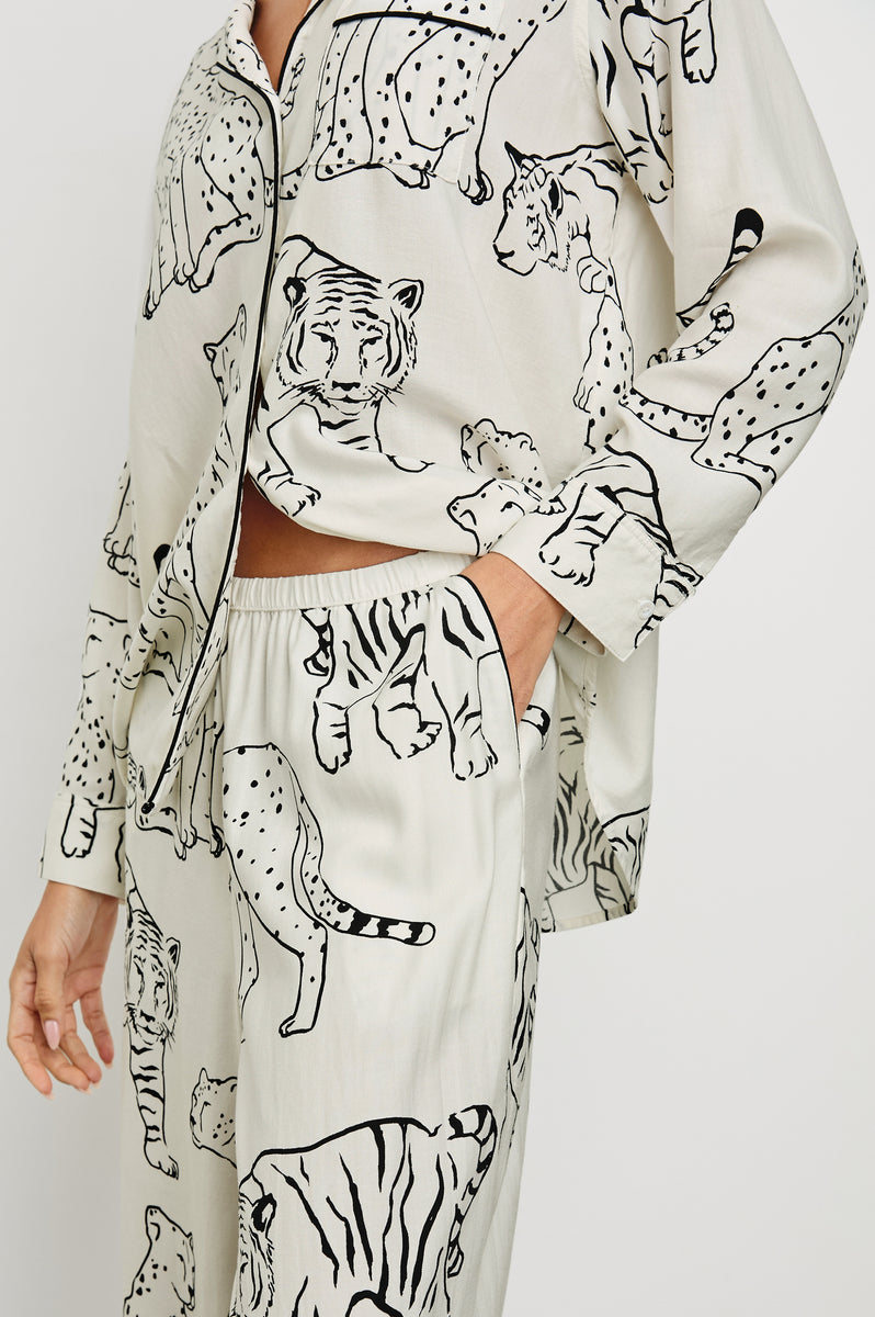 LUNA PAJAMA SET IVORY JUNGLE CATS Rails