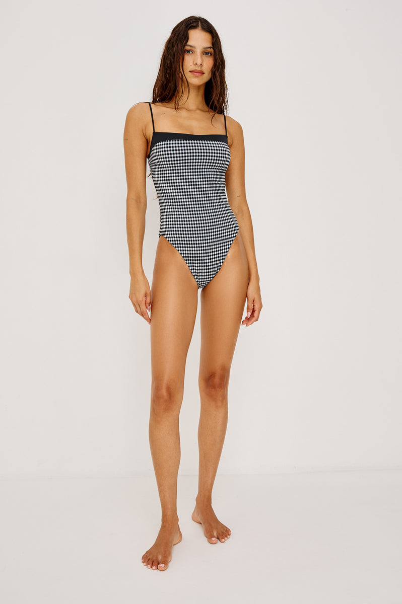 MARBELLA ONE PIECE - BLACK WHITE GINGHAM – Rails