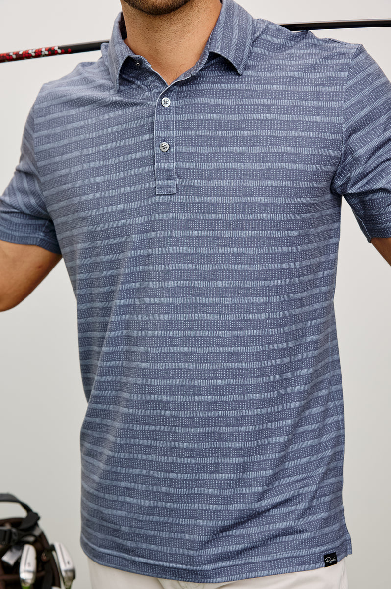 MERCED GOLF POLO SHIRT - SASHIKO BORDER BLACK – Rails