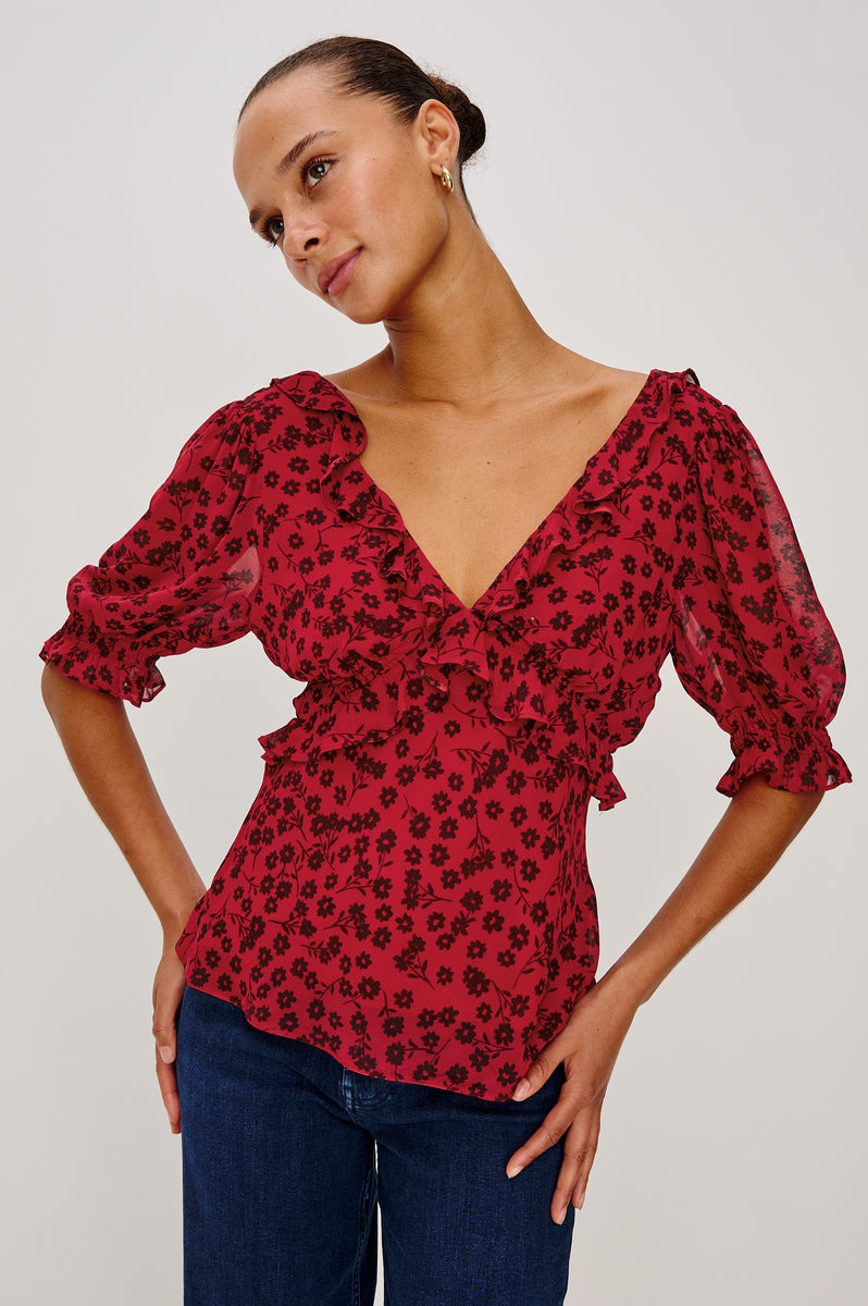 MIRAMAR TOP - CARMINE DAISIES – Rails
