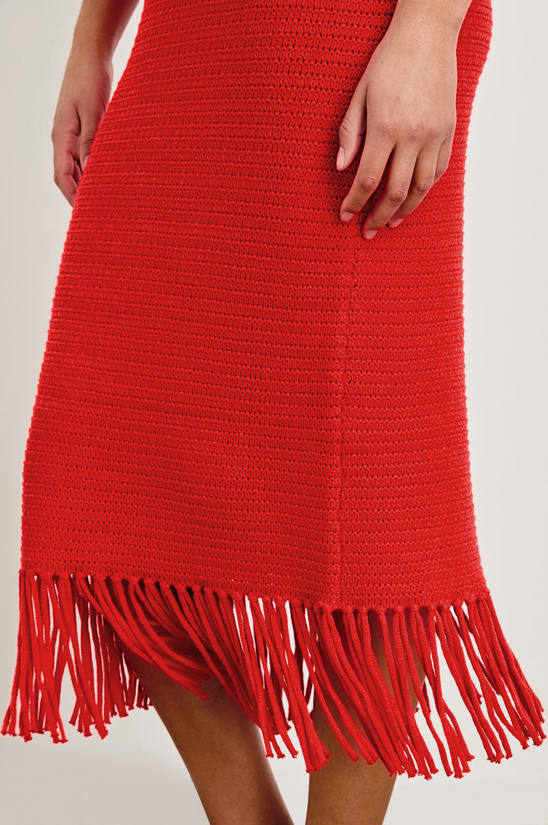Rails Women's Nia Cotton-Blend Fringe-Hem Knit Midi-Dress - Cherry