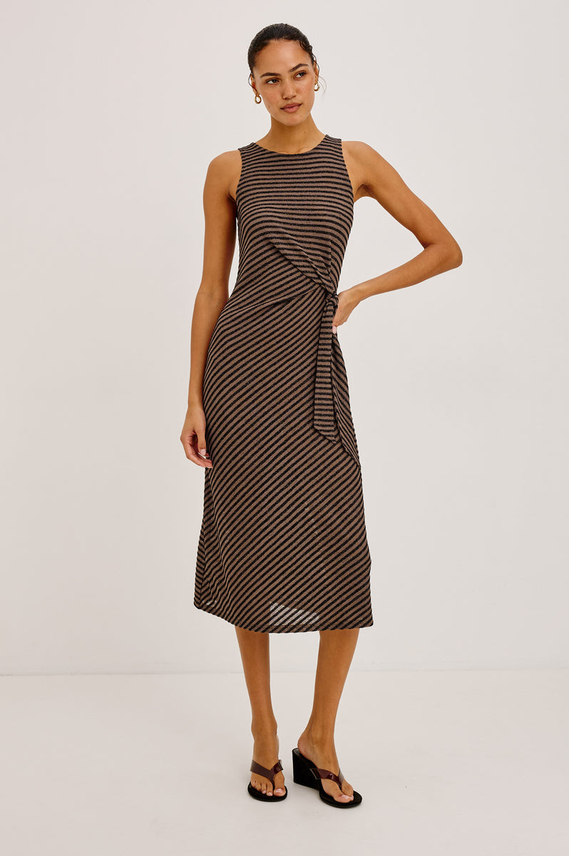 RICKY DRESS - ONYX COCOA STRIPE – Rails