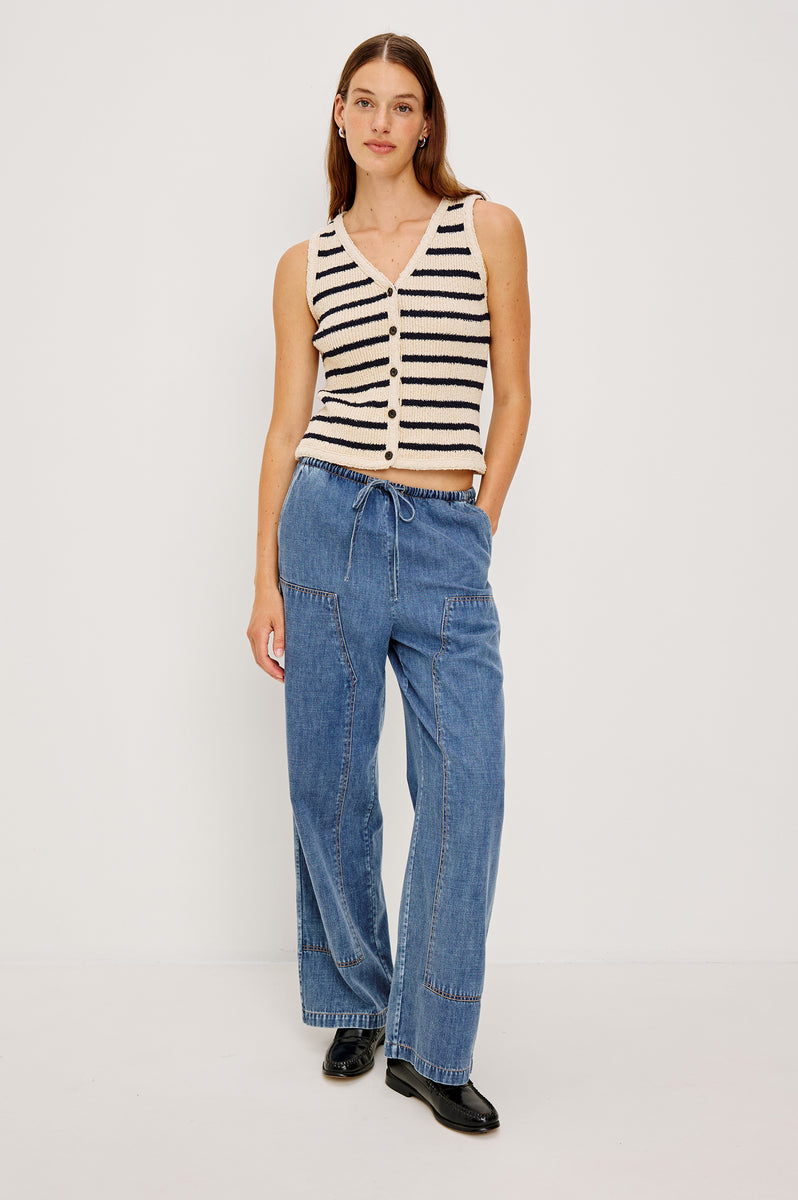 SADE VEST - IVORY NAVY STRIPE – Rails