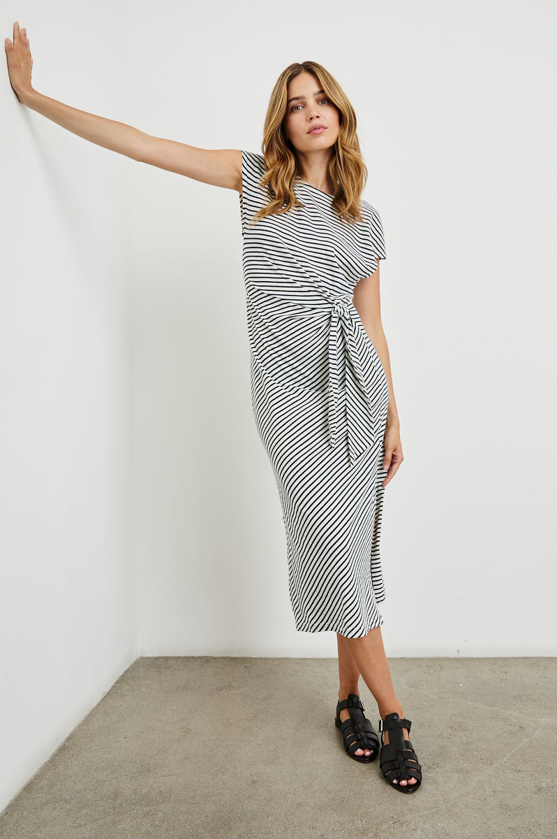 SELAH DRESS - IVORY NAVY MICRO STRIPE – Rails