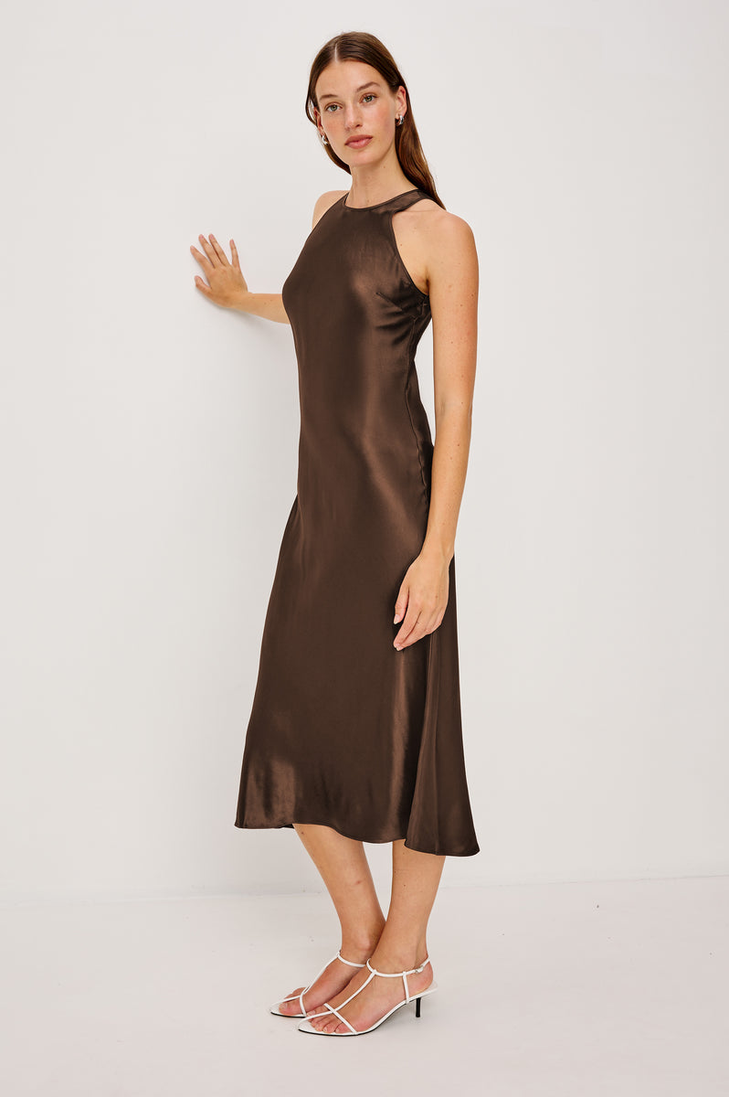 Rails | Solene Dress - Espresso | Luxury Satin | Size M