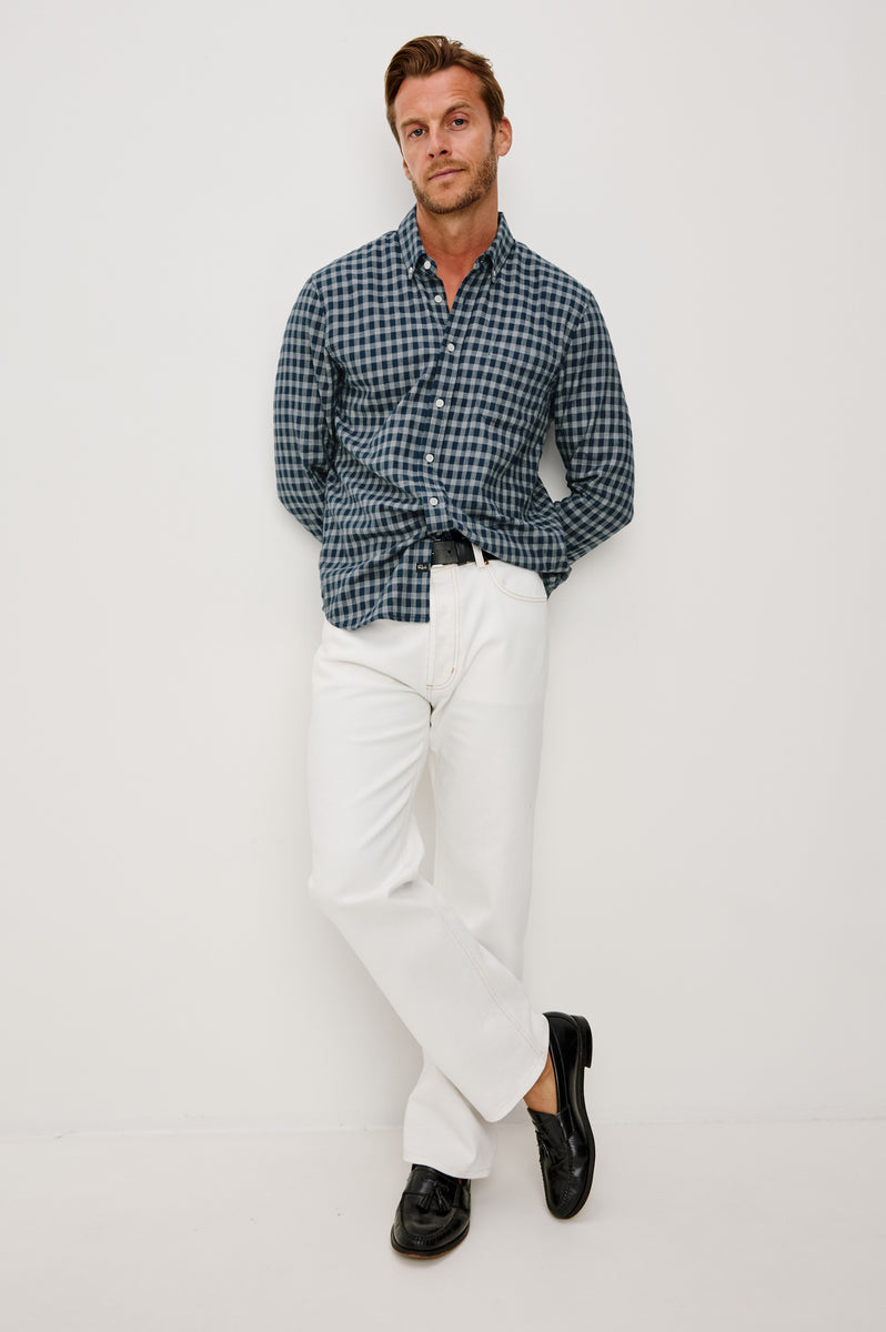 VANCE SHIRT - NAVY IVORY CHECK – Rails