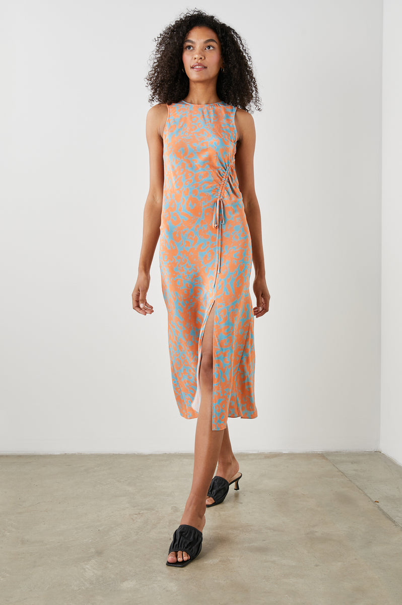 GABRIELLA DRESS - ORANGE DIFFUSED CHEETAH – Rails