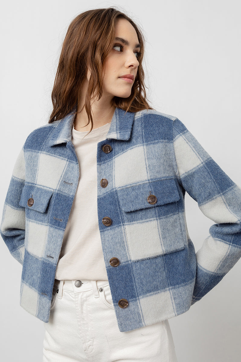 plaid blue jacket
