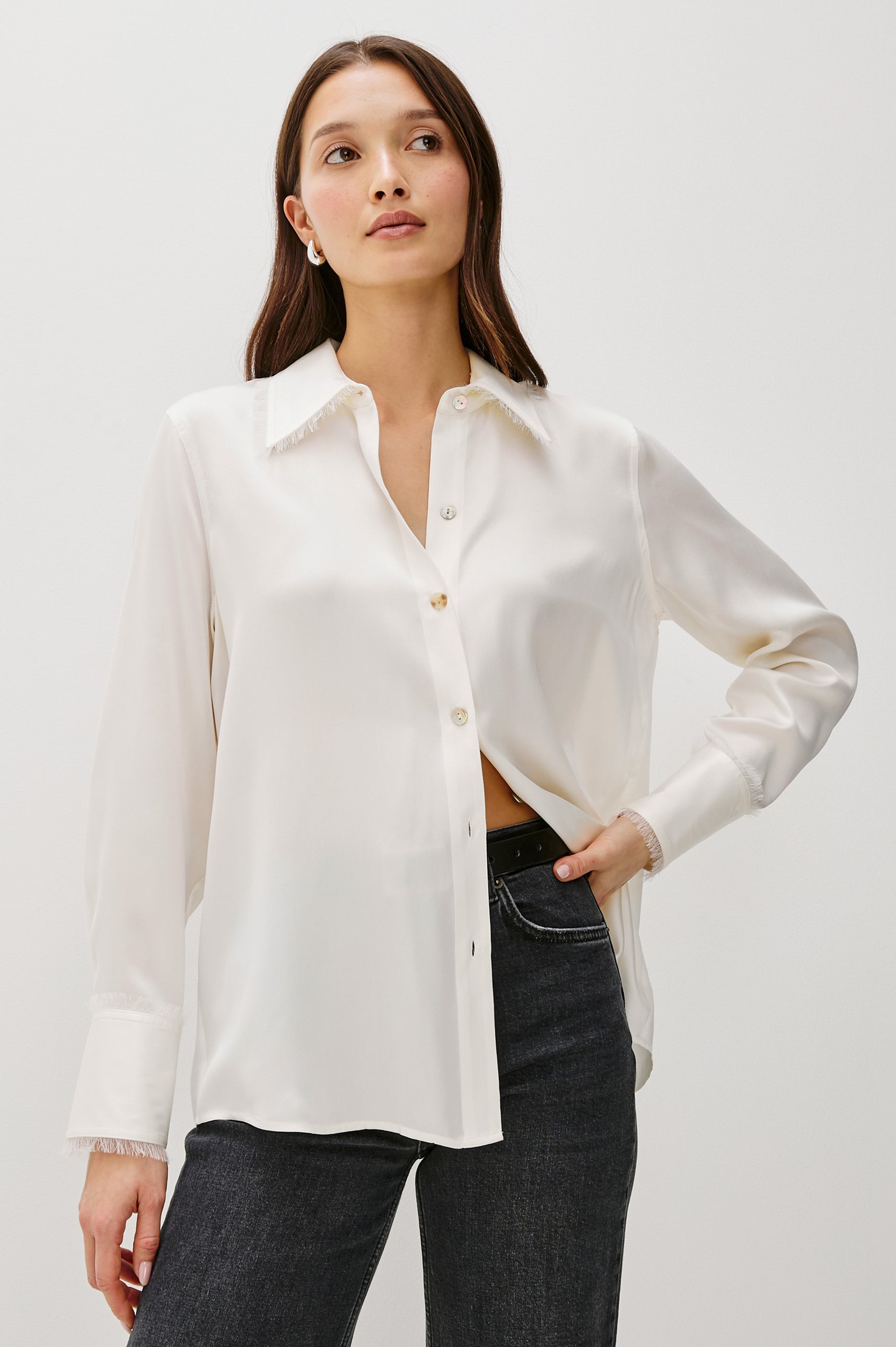 Rails | Abbey Shirt - Ivory | Premium Silk | Size XL