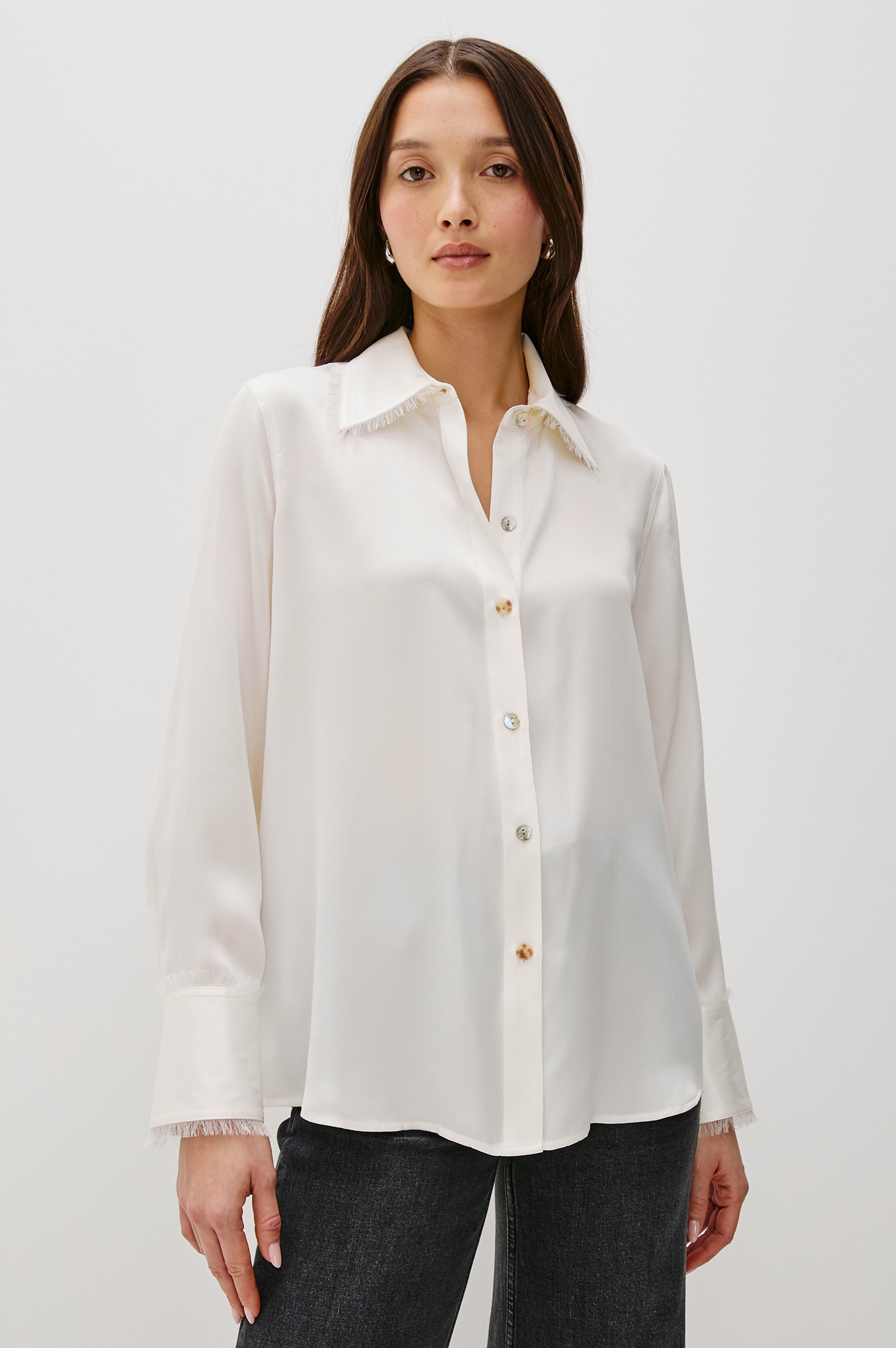 Rails | Abbey Shirt - Ivory | Premium Silk | Size XL | Women's TOP Rails | Abbey Shirt - Ivory | Premium Silk | Size XL | Women's TOP