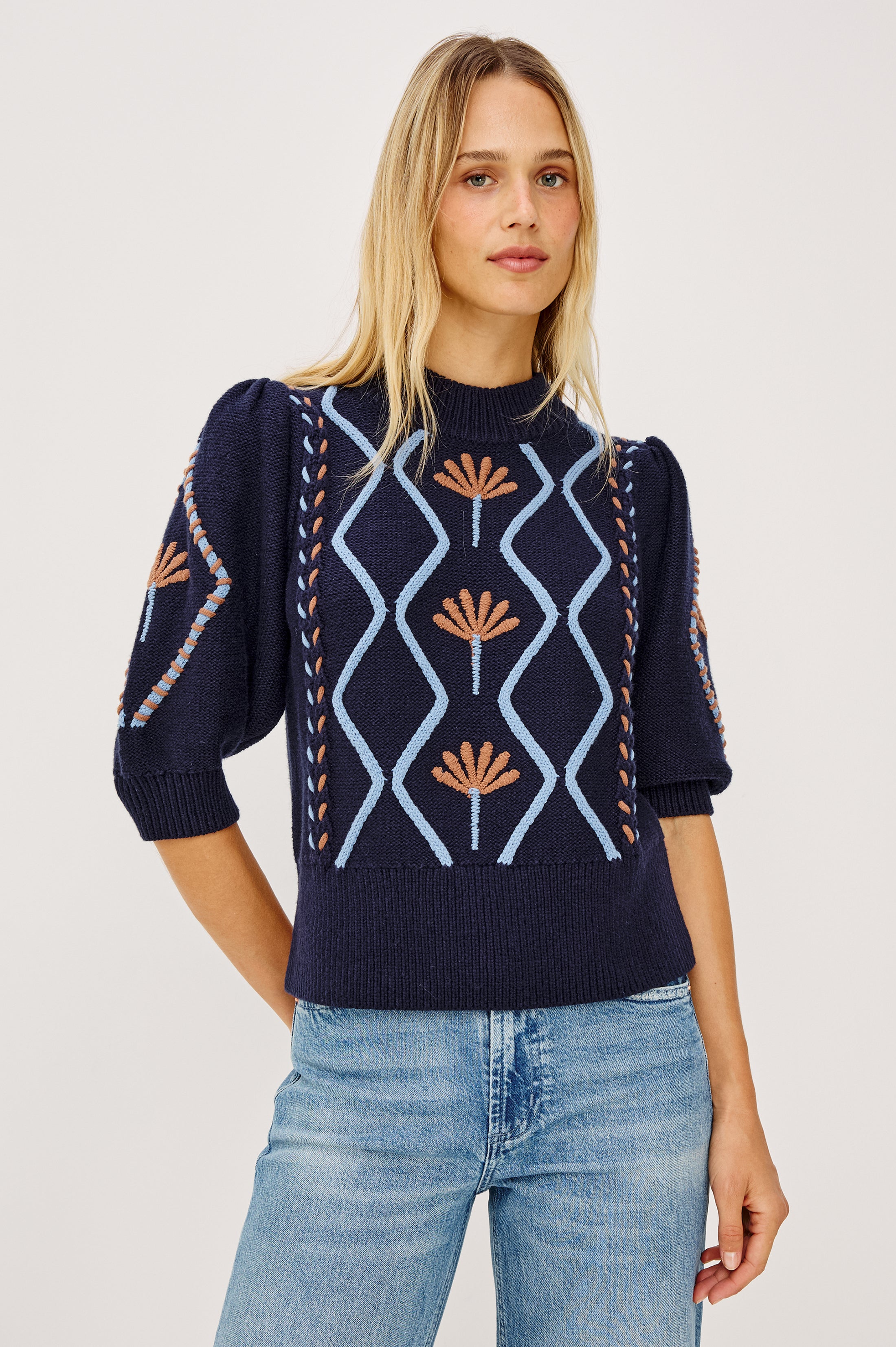 ADDY SWEATER - FLORAL CABLES – Rails