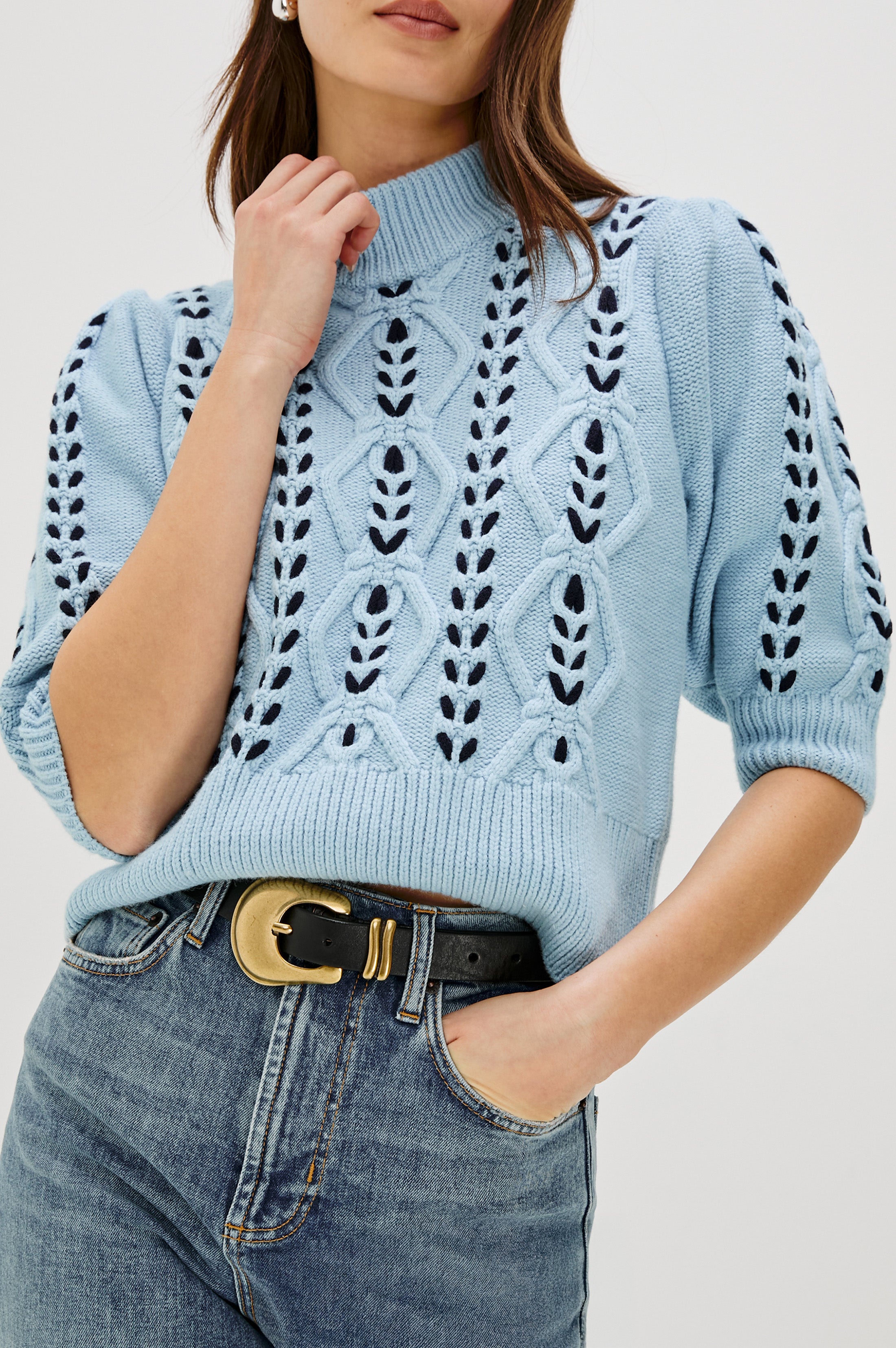 ADDY SWEATER - SKY NAVY CABLES – Rails ADDY SWEATER - SKY NAVY CABLES – Rails