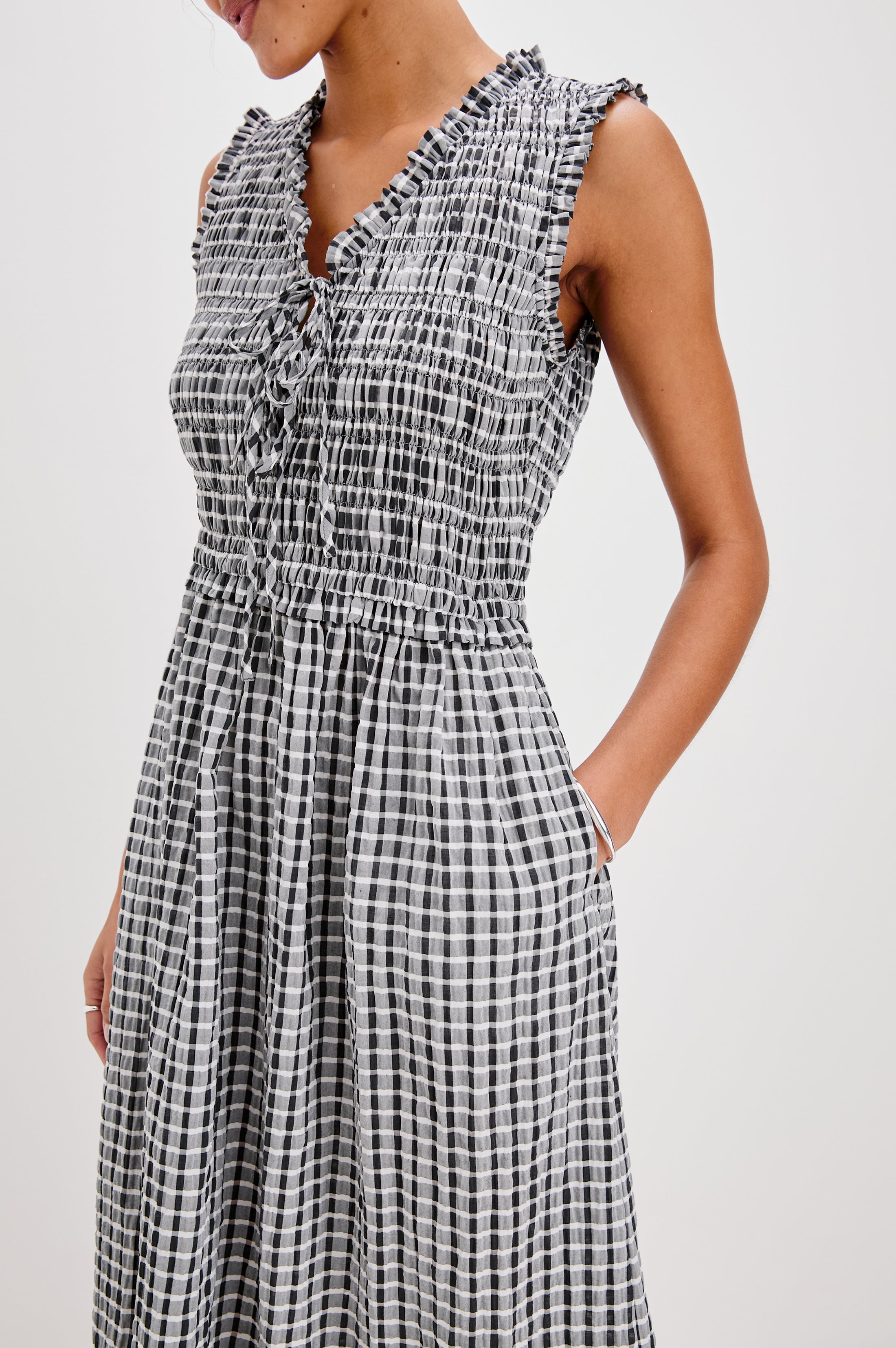 ADINE DRESS - ASH SEERSUCKER – Rails