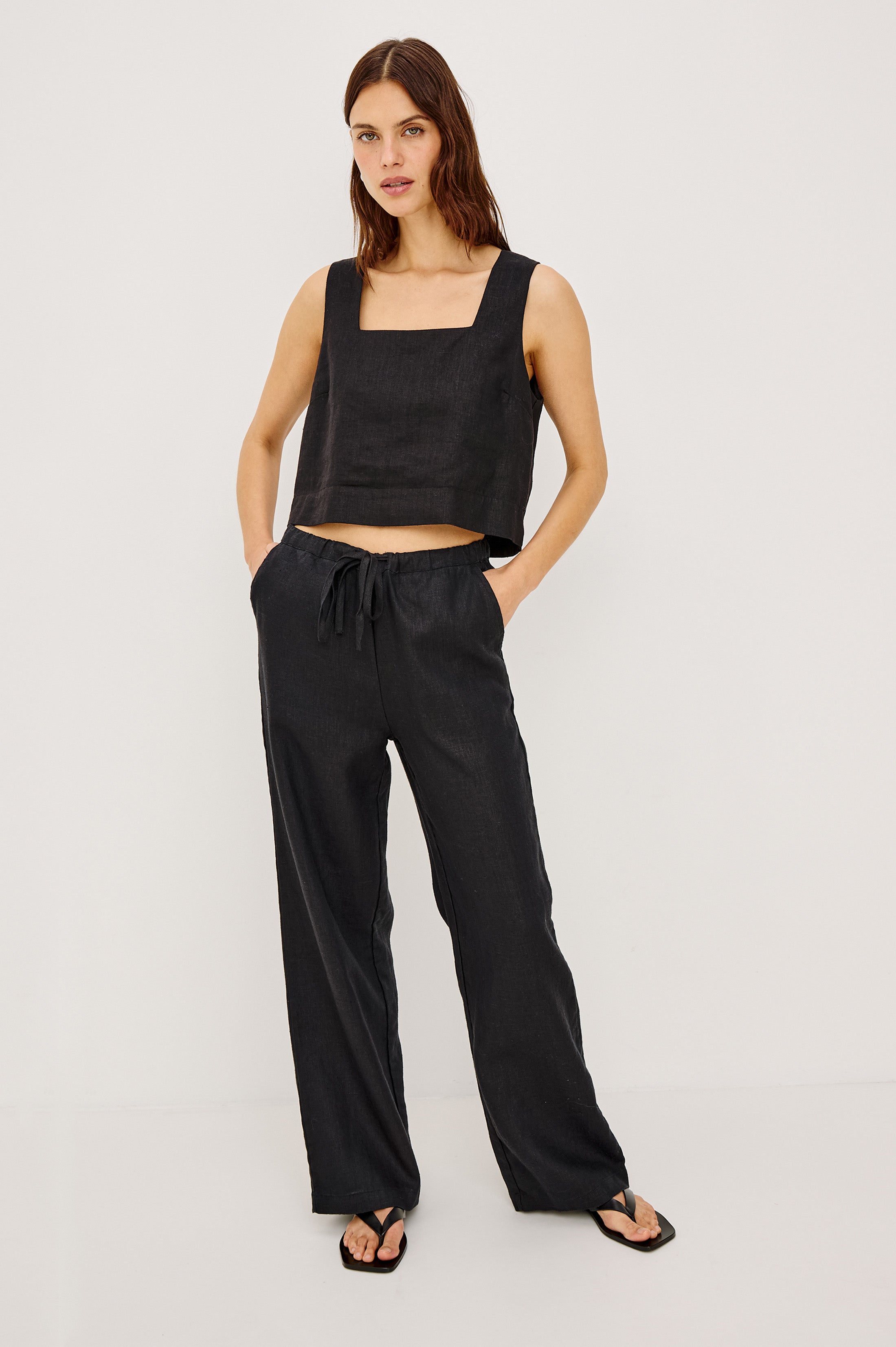 akiranaka(アキラナカ) Linen layered tops トップス AKIRA-BLACK_1_229-615C-