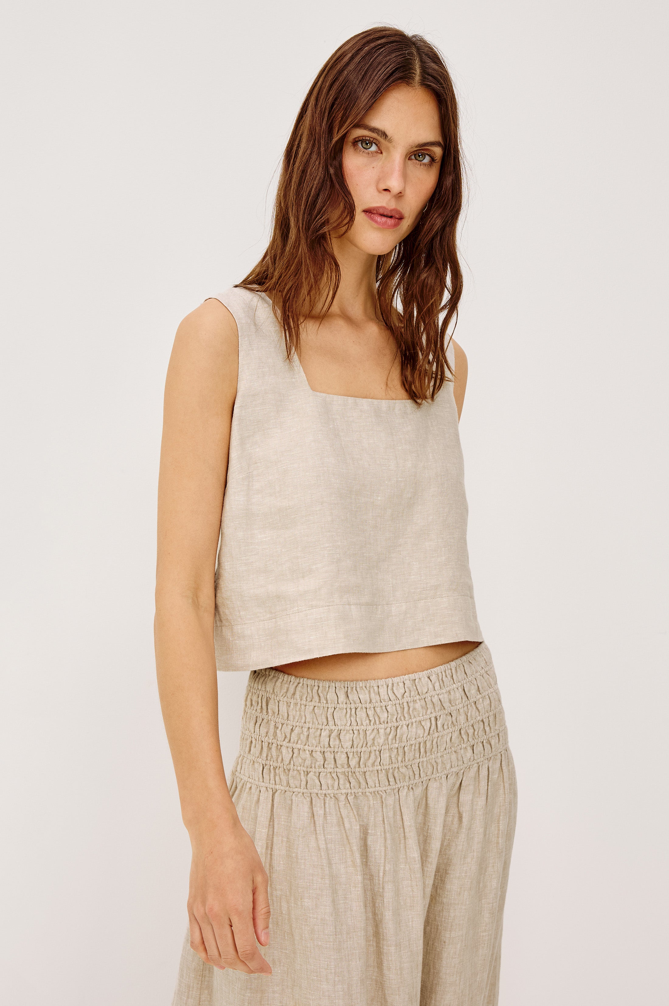 akiranaka(アキラナカ) Linen layered tops トップス AKIRA TOP - HEATHERED FLAX – Rails