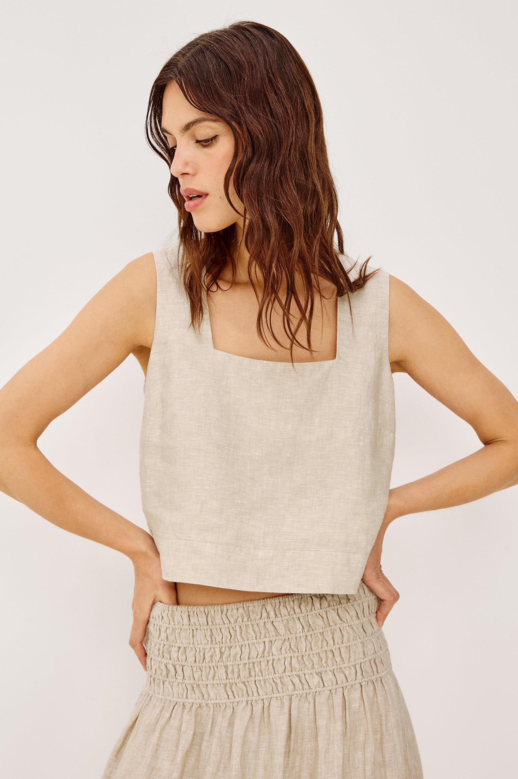 AKIRA TOP - HEATHERED FLAX