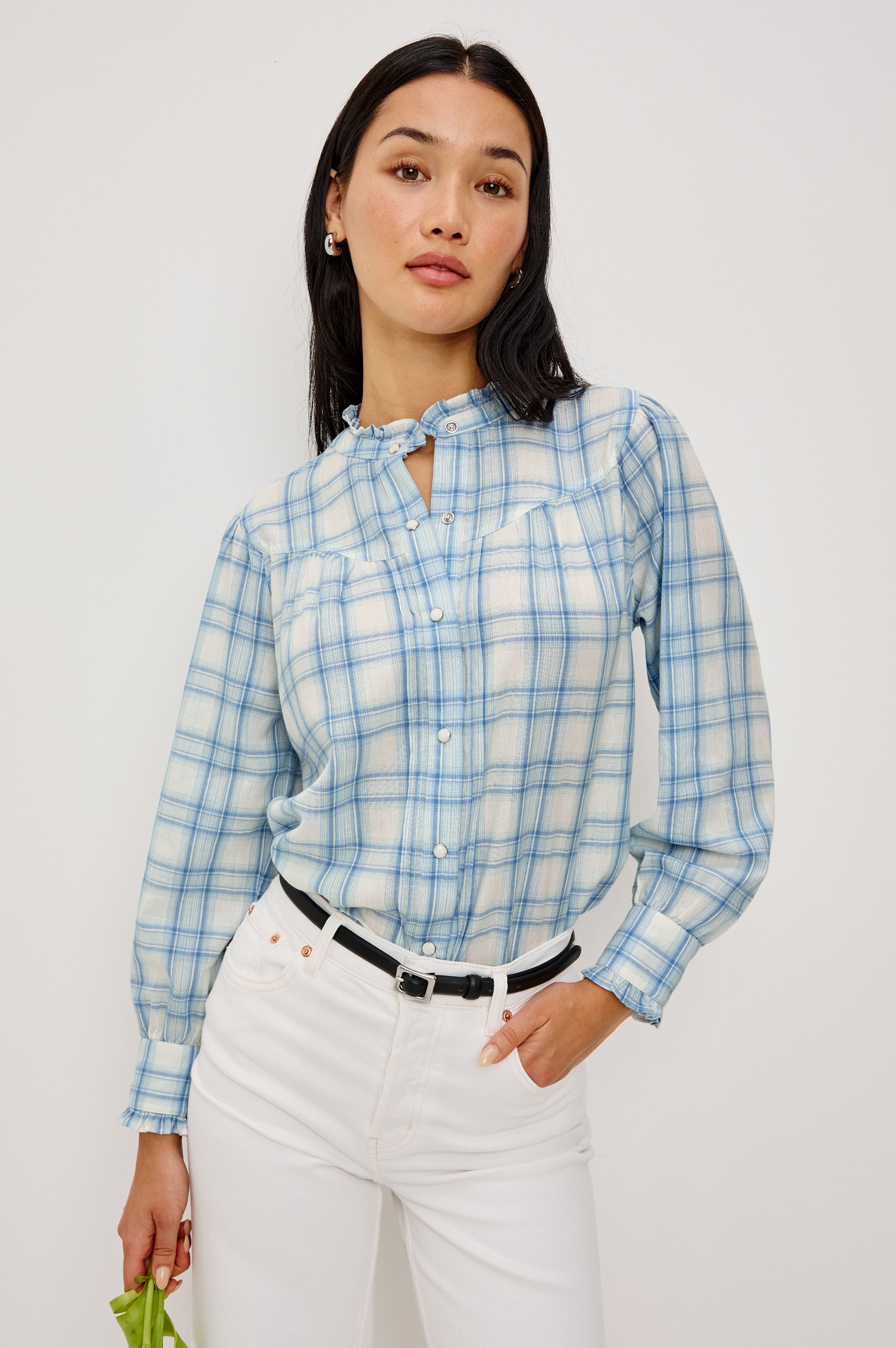 ALANNA SHIRT - BLUEBELL IVORY – Rails