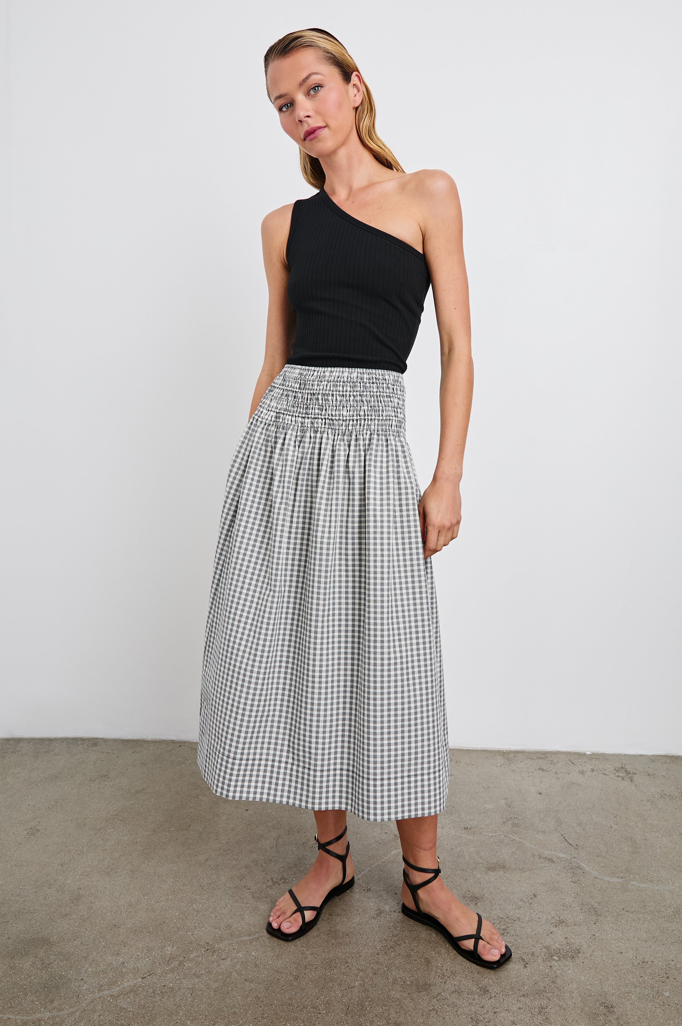ALESSA SKIRT - IVORY JET GINGHAM – Rails