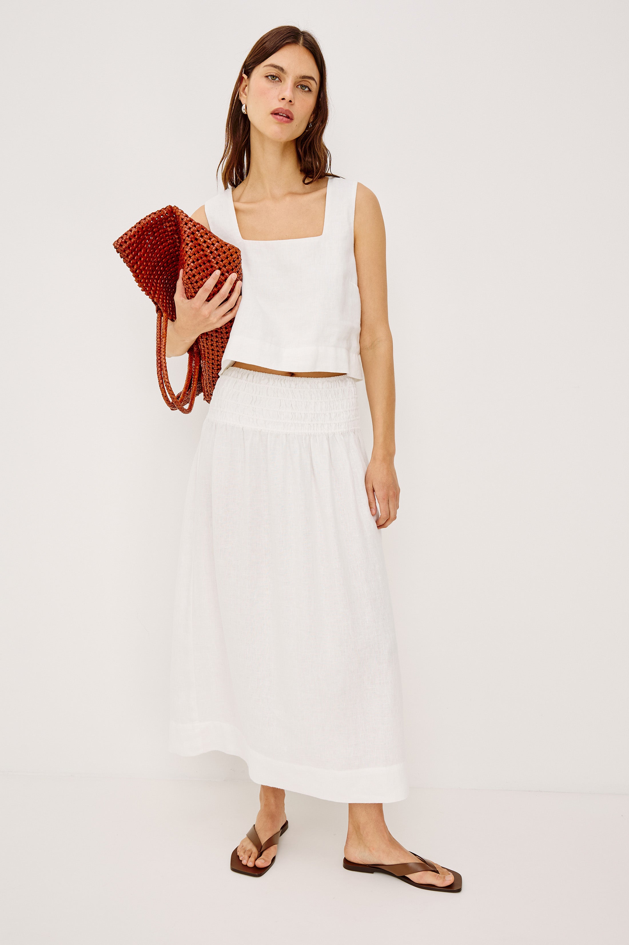 ALESSA SKIRT - WHITE LINEN – Rails