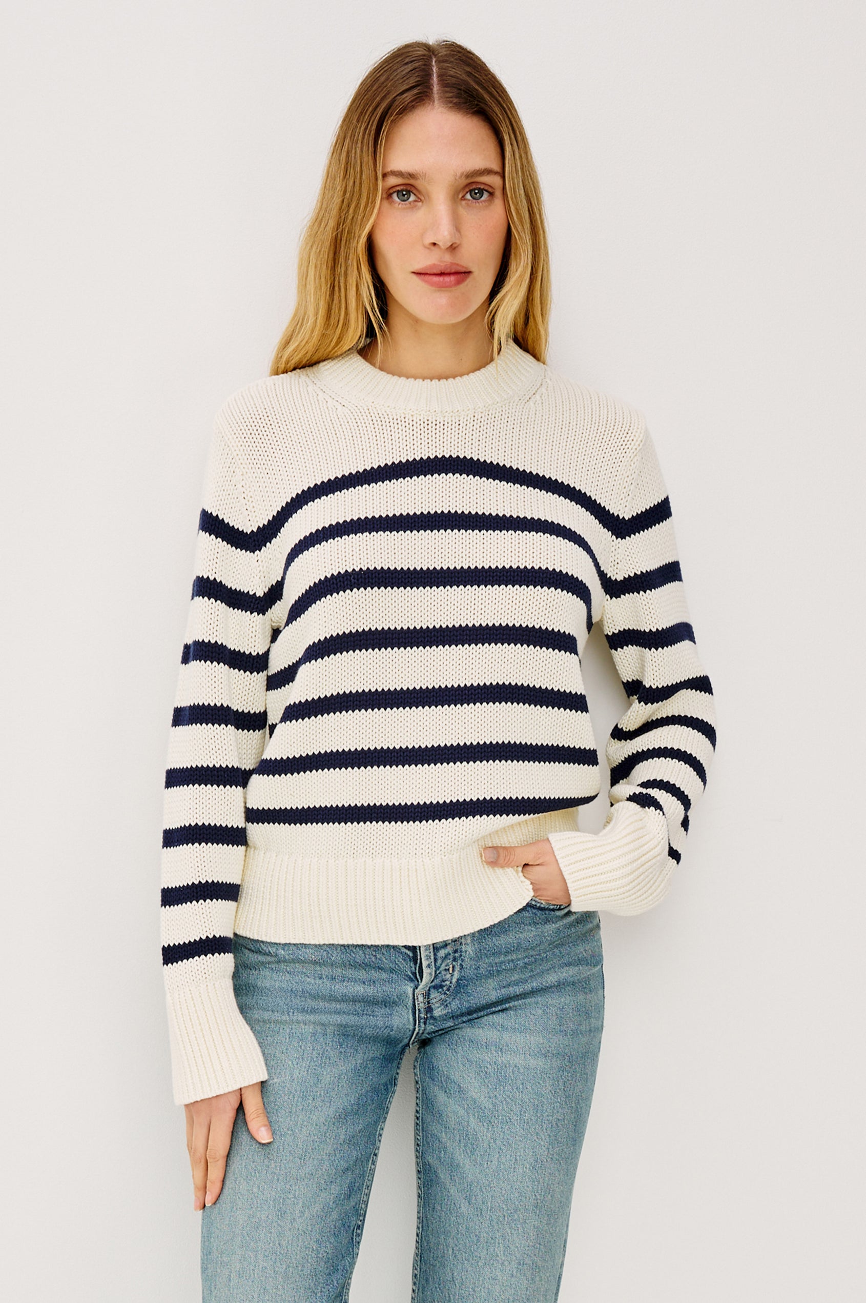 ALISE SWEATER - IVORY NAVY STRIPE