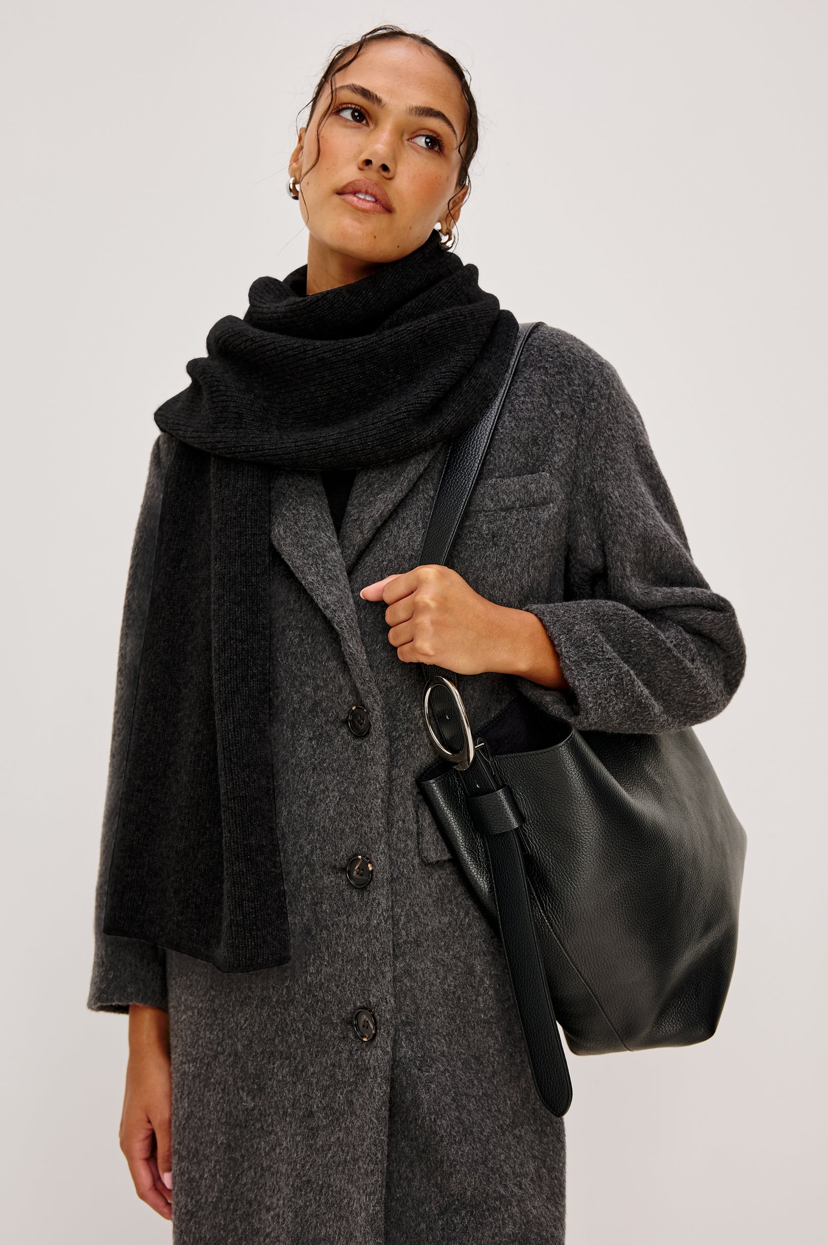 ALPS CASHMERE SILK SCARF - BLACK