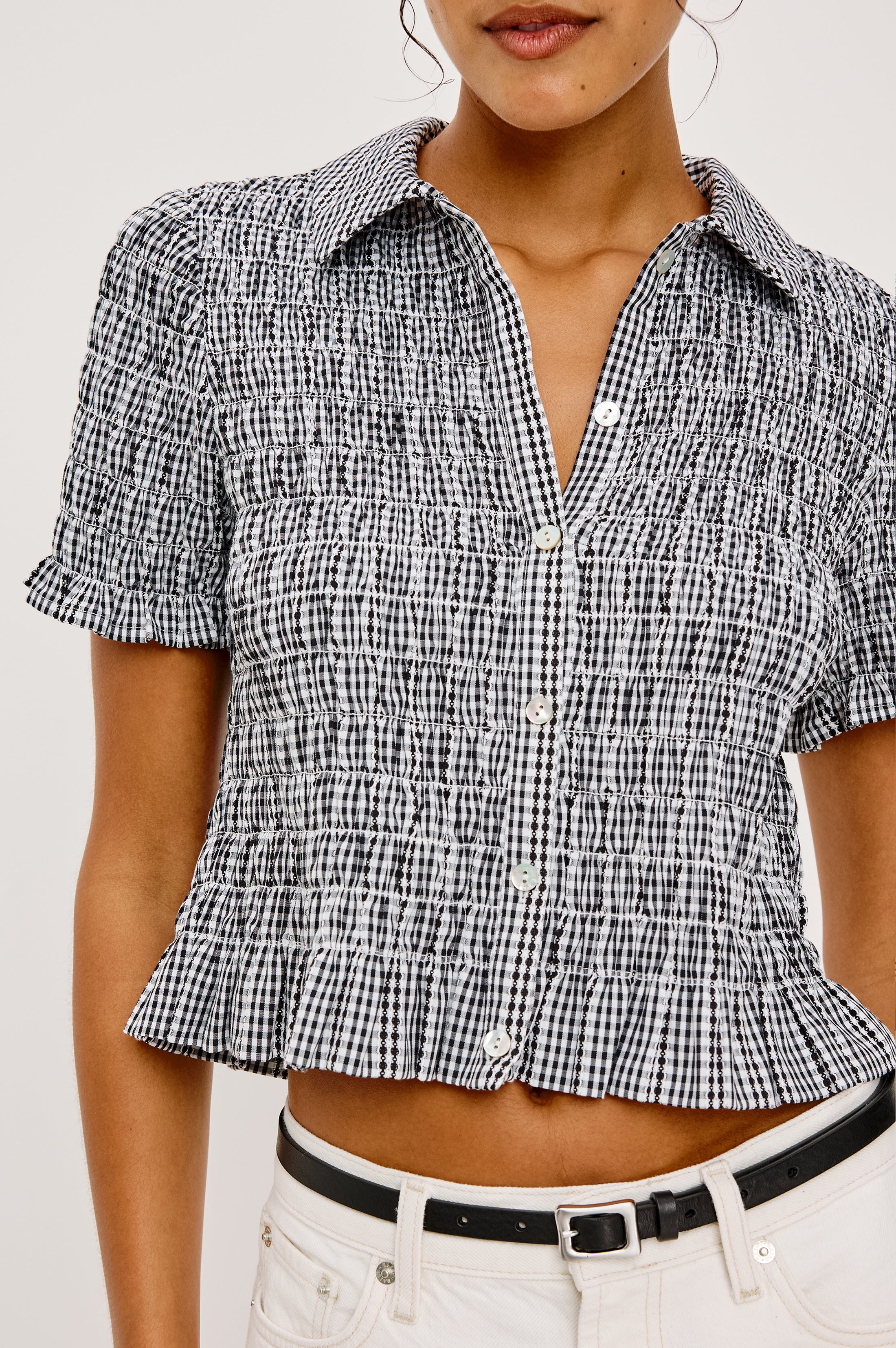 Sheller gingham tweed bloom tops新品 gingham tweed bloom tops – shéller / シェリエ