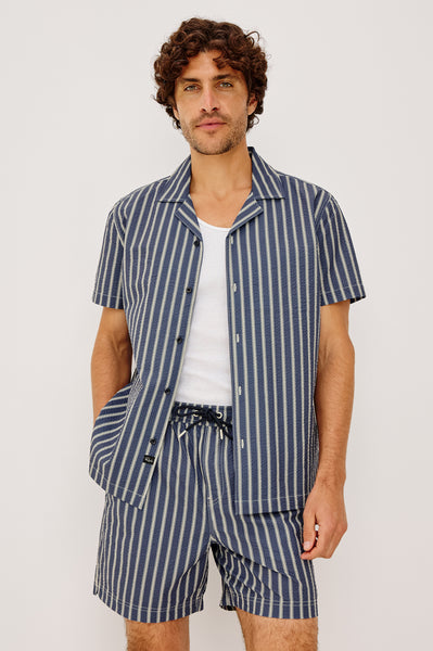 AMALFI SHIRT - NAVY CREAM STRIPE – Rails