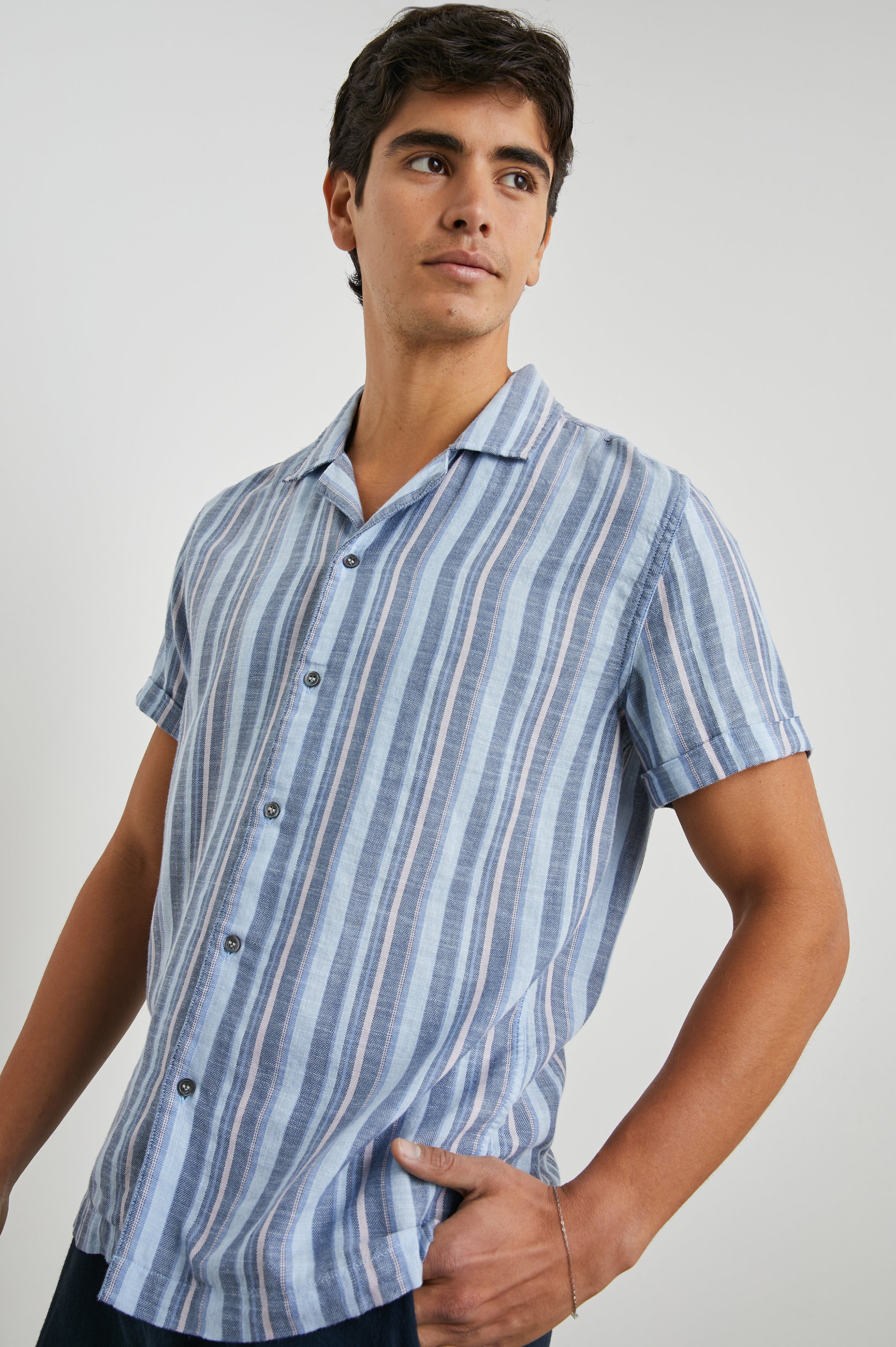 AMALFI SHIRT - POWDER COBALT STRIPE – Rails
