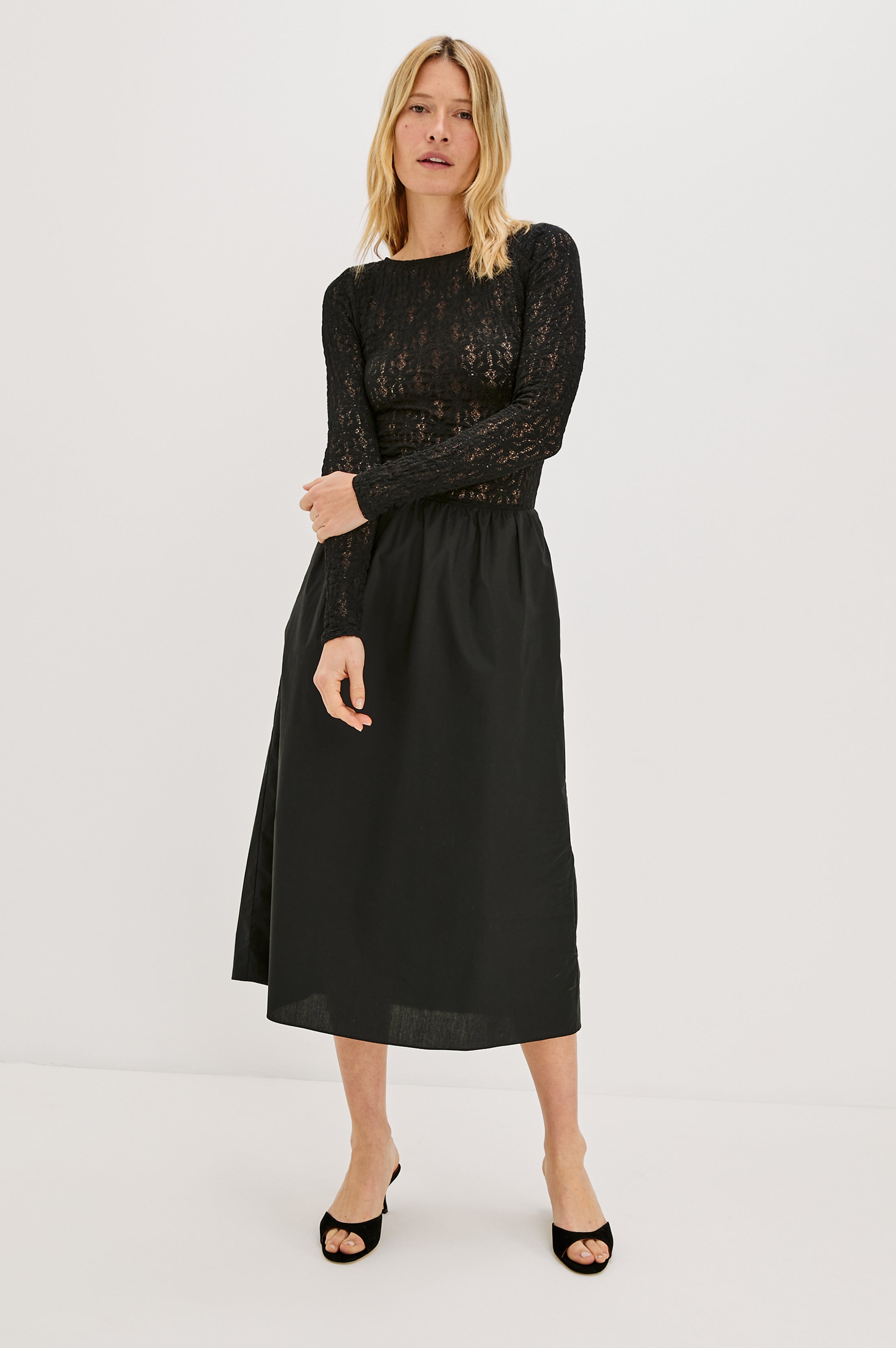 Rails Amberly Lace Bodice Flared Maxi Dress in Black Lace at Nordstrom, Size Medium