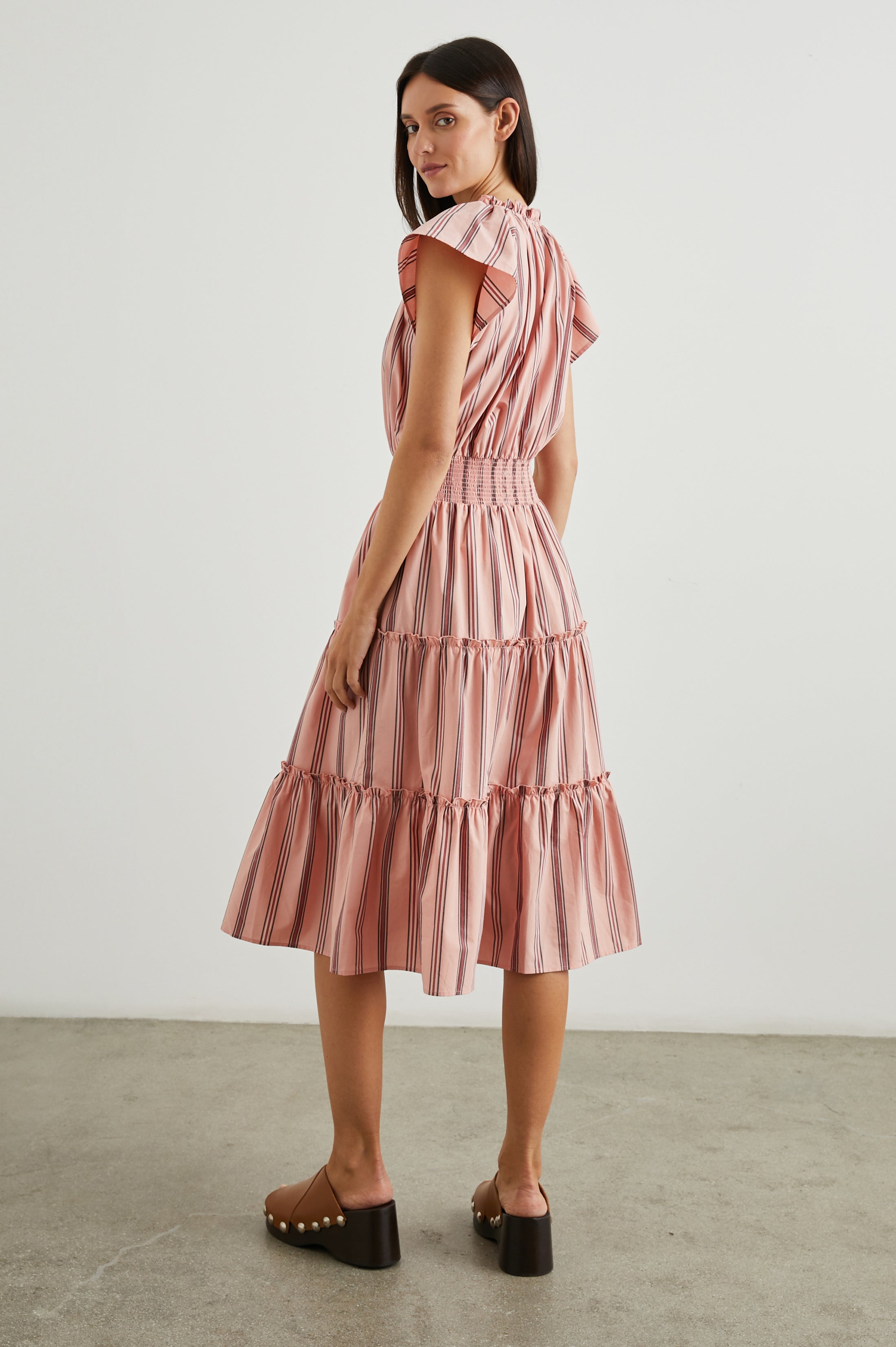 AMELLIA DRESS - CORAL NAVY STRIPE – Rails