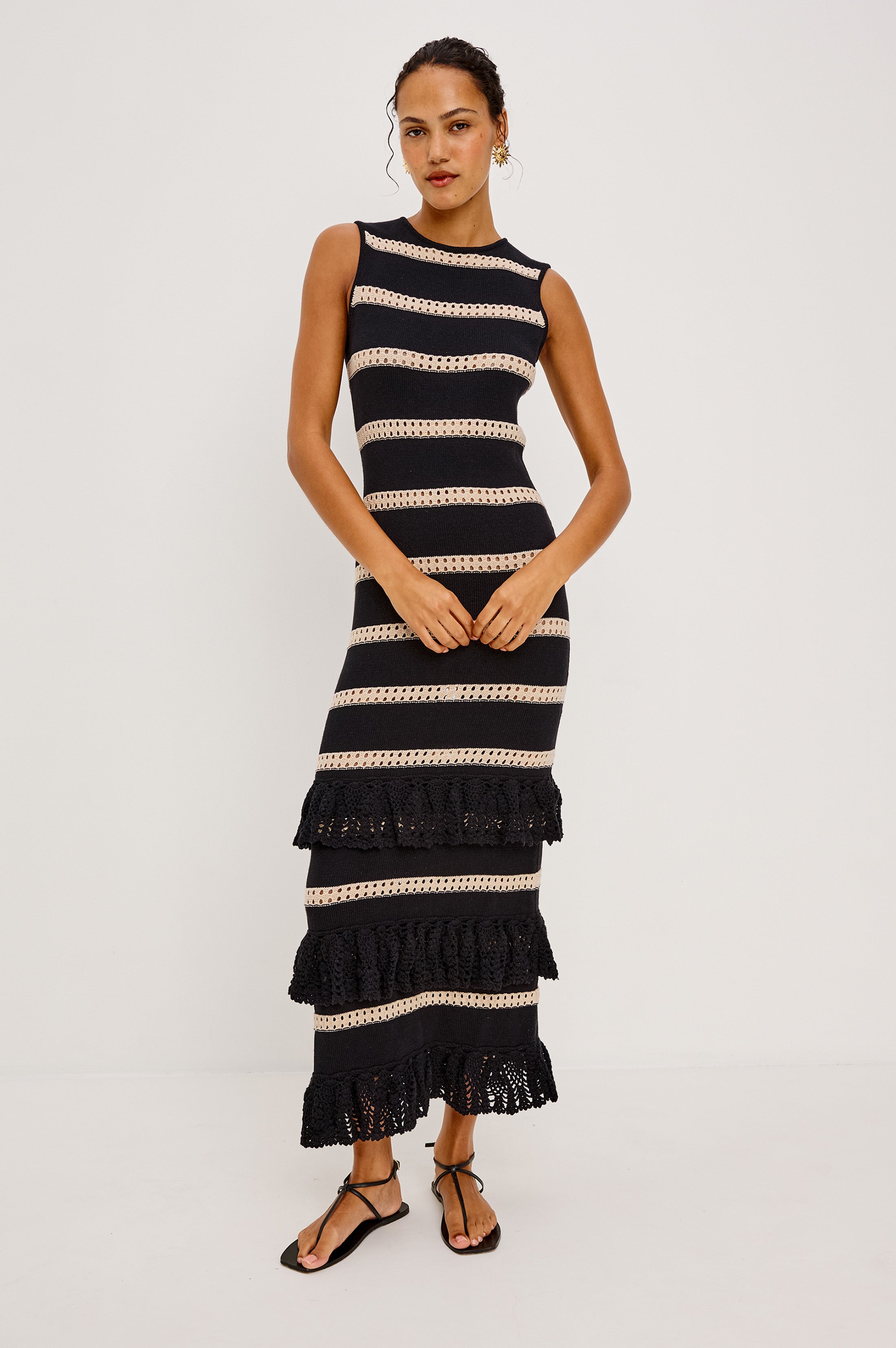 ANA DRESS - BLACK OAT STRIPE – Rails