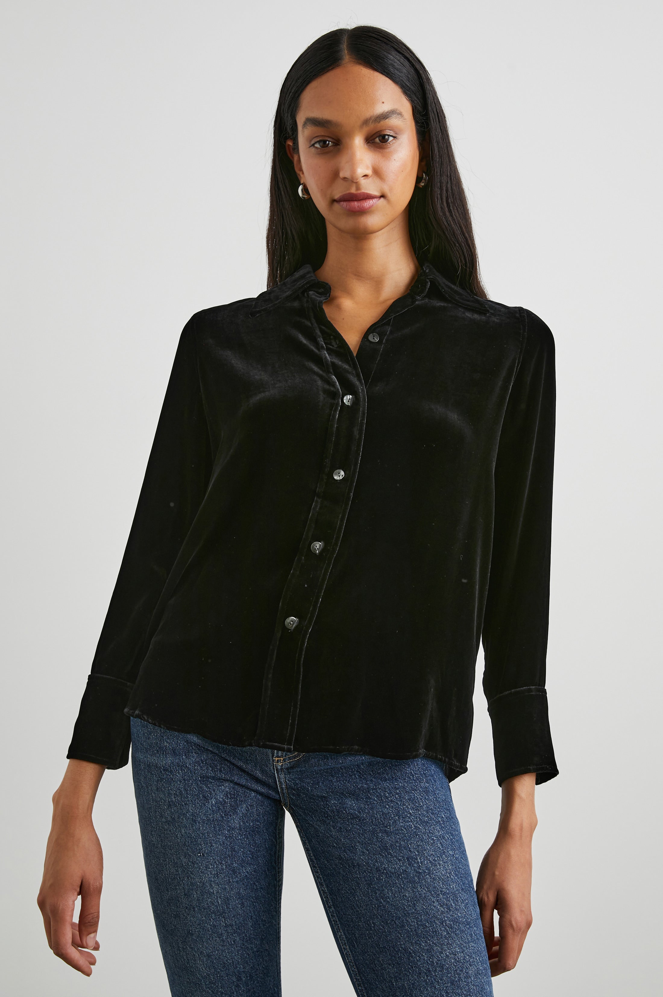 ANDREA TOP - BLACK VELVET – Rails