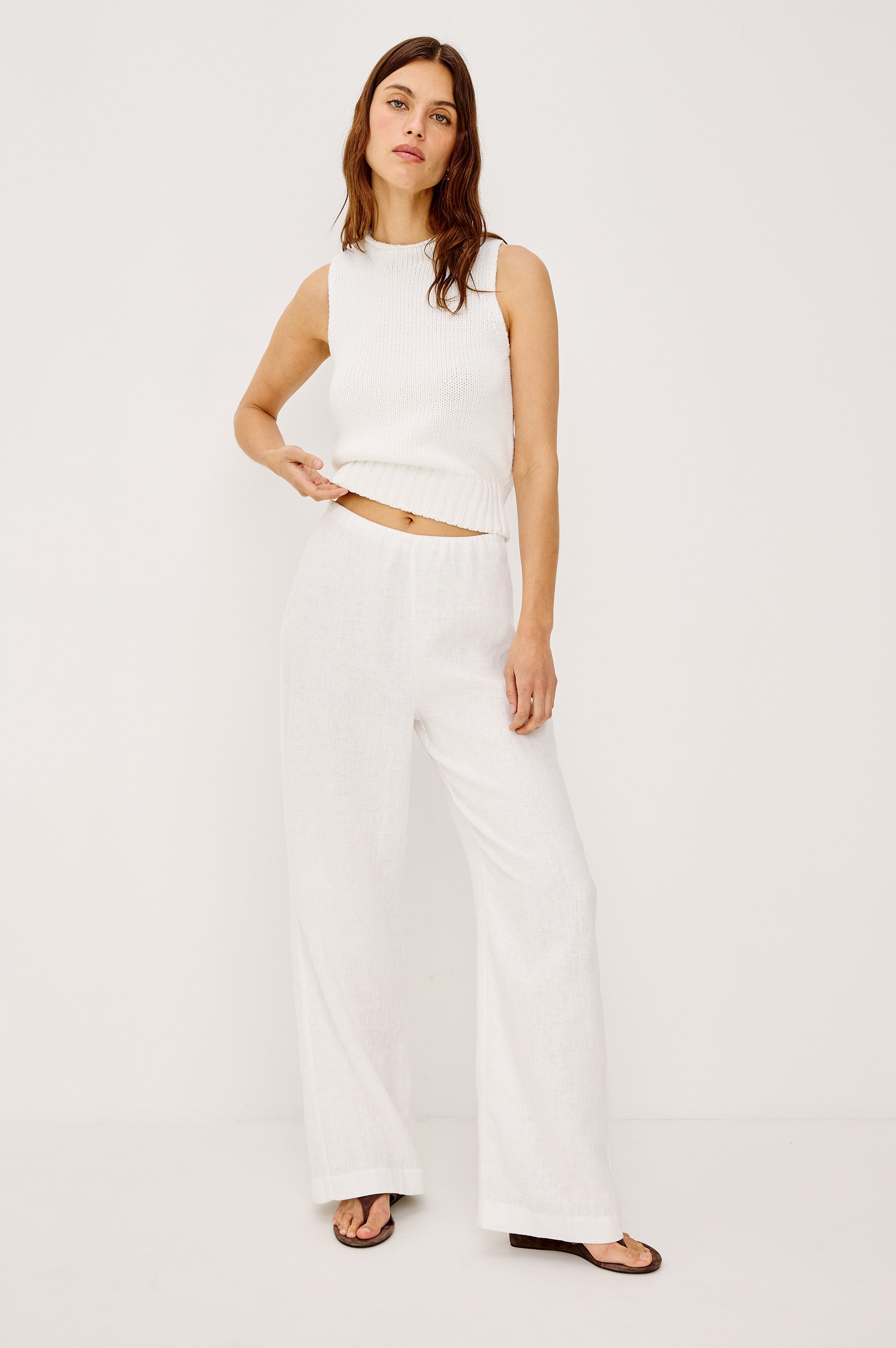 ANDRINE PANT - WHITE LINEN Rails ANDRINE PANT - WHITE LINEN Rails