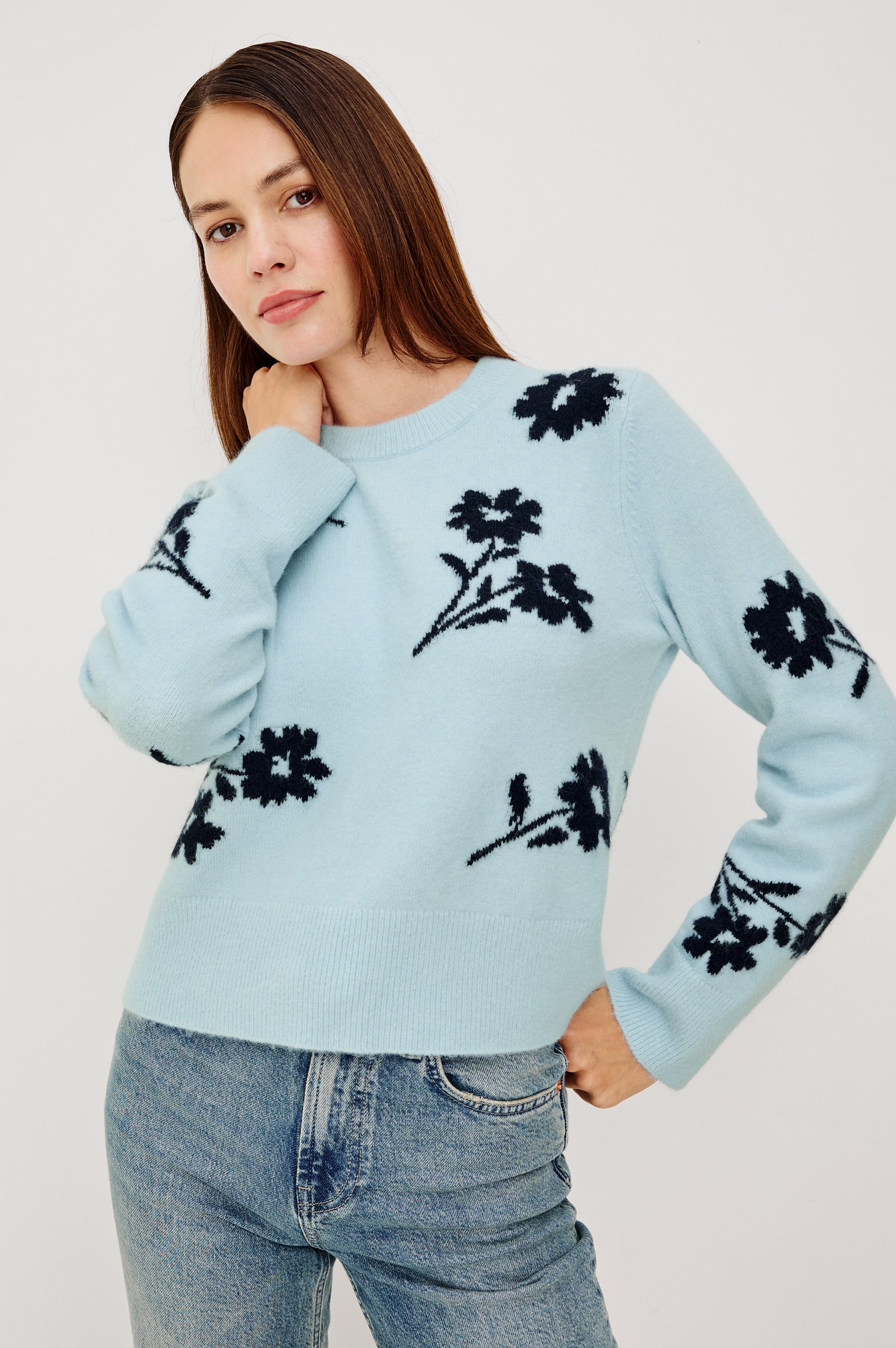 ANISE SWEATER - WINTER BLUE FLORAL – Rails