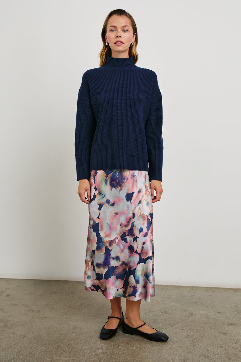 CO' COUTURE Anya Denim Pleat Skirt Mid Grey main image 1