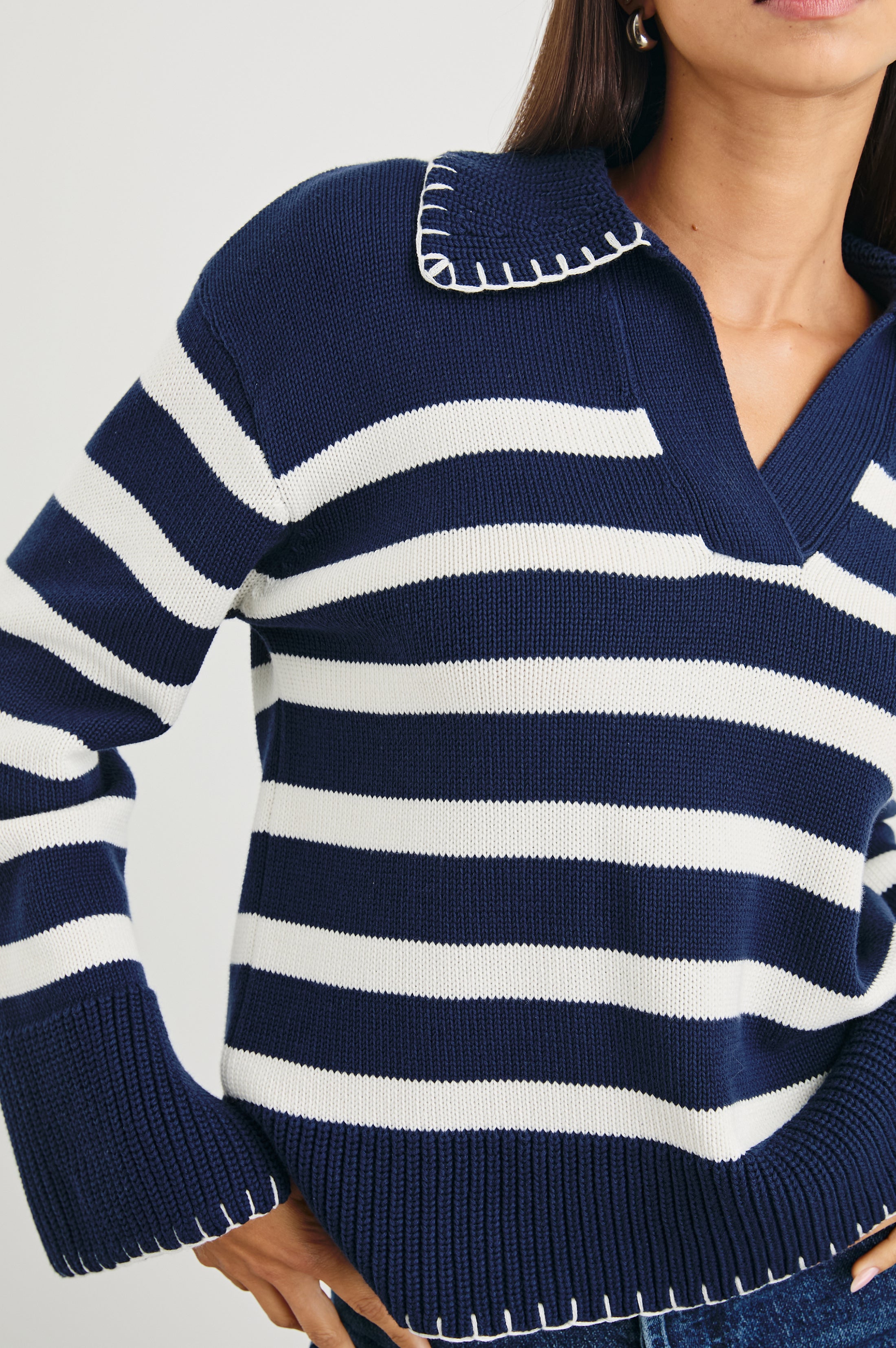ATHENA SWEATER - NAVY IVORY STRIPE – Rails