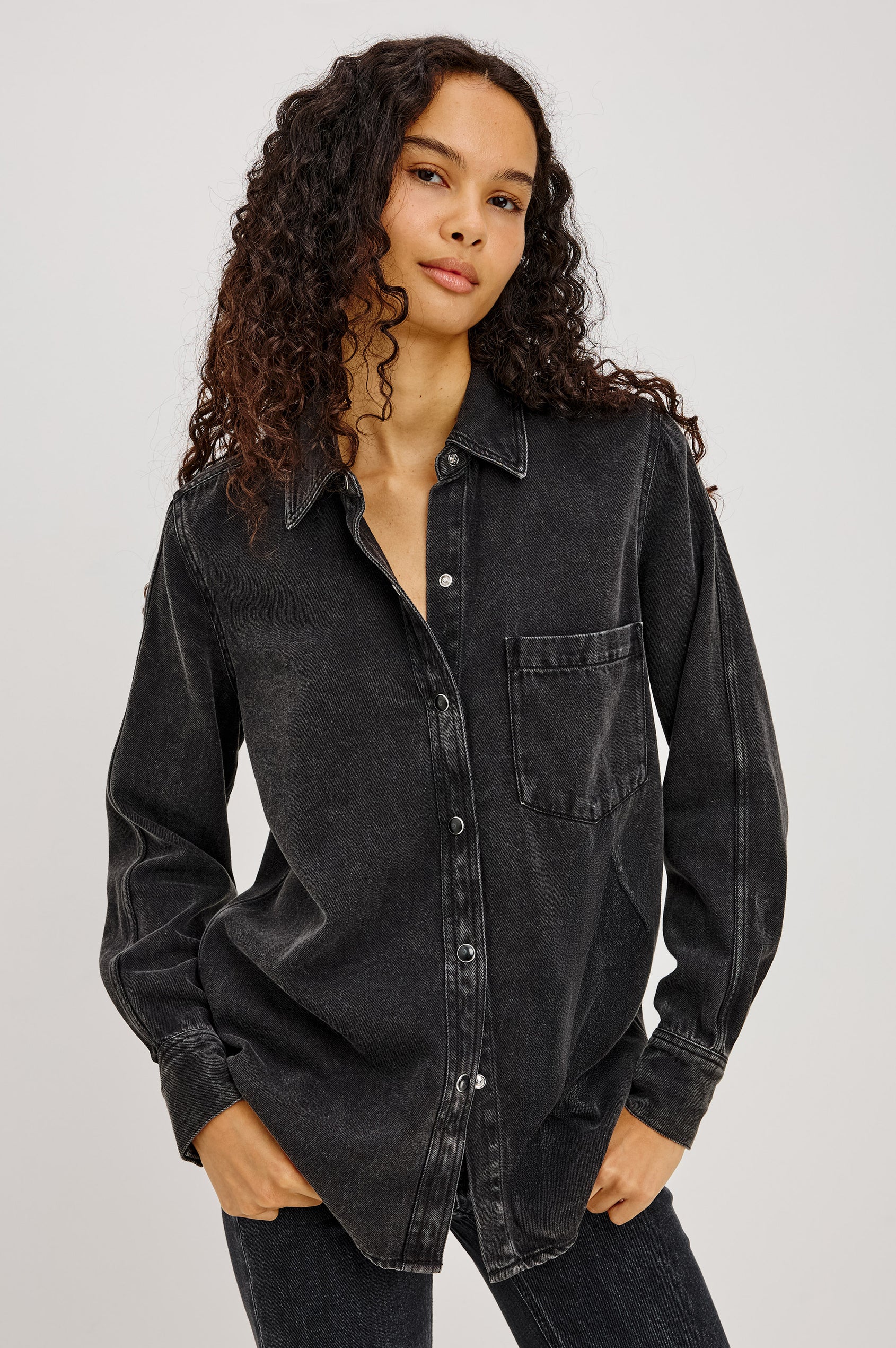 black dress shirt blue jeans Albiate Washed Denim Western Shirt Down Shirt is a timeless staple designed for effortless polished styling Black Dress Shirt Blue Jeans